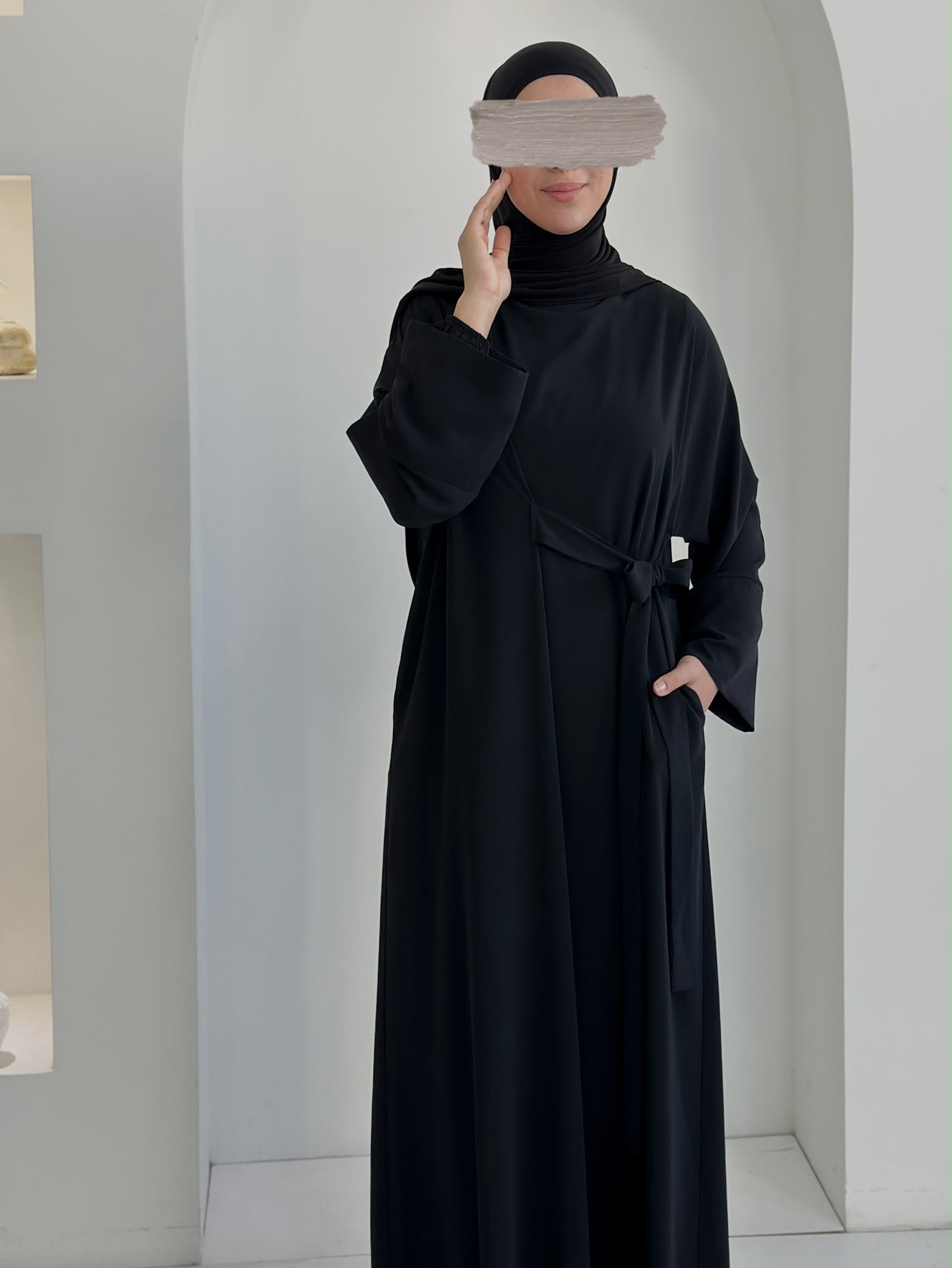 Rim Elbise Siyah Şalsız ( Kol boyu 70cm)