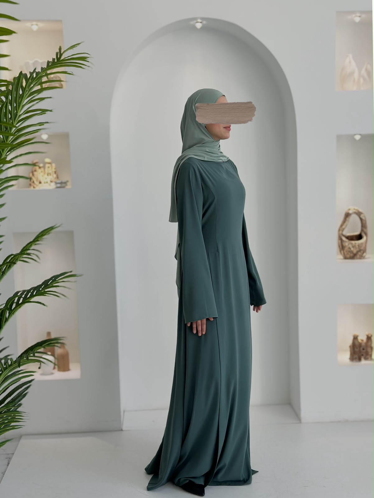 Yeni Model Pantolonlu Takım Su Yeşili Şalsız
