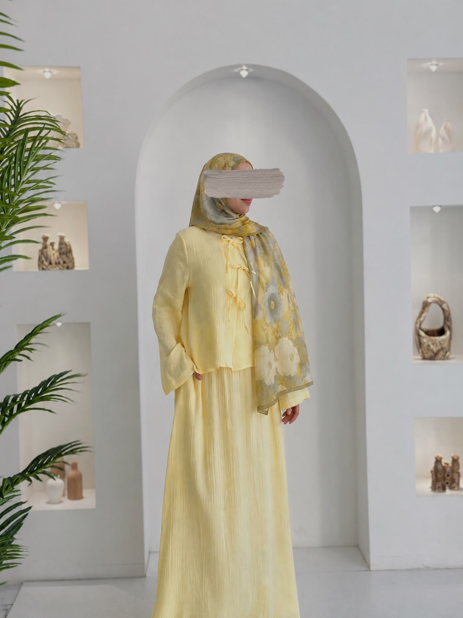 Muslin Etek Takım Sarı Şalsız