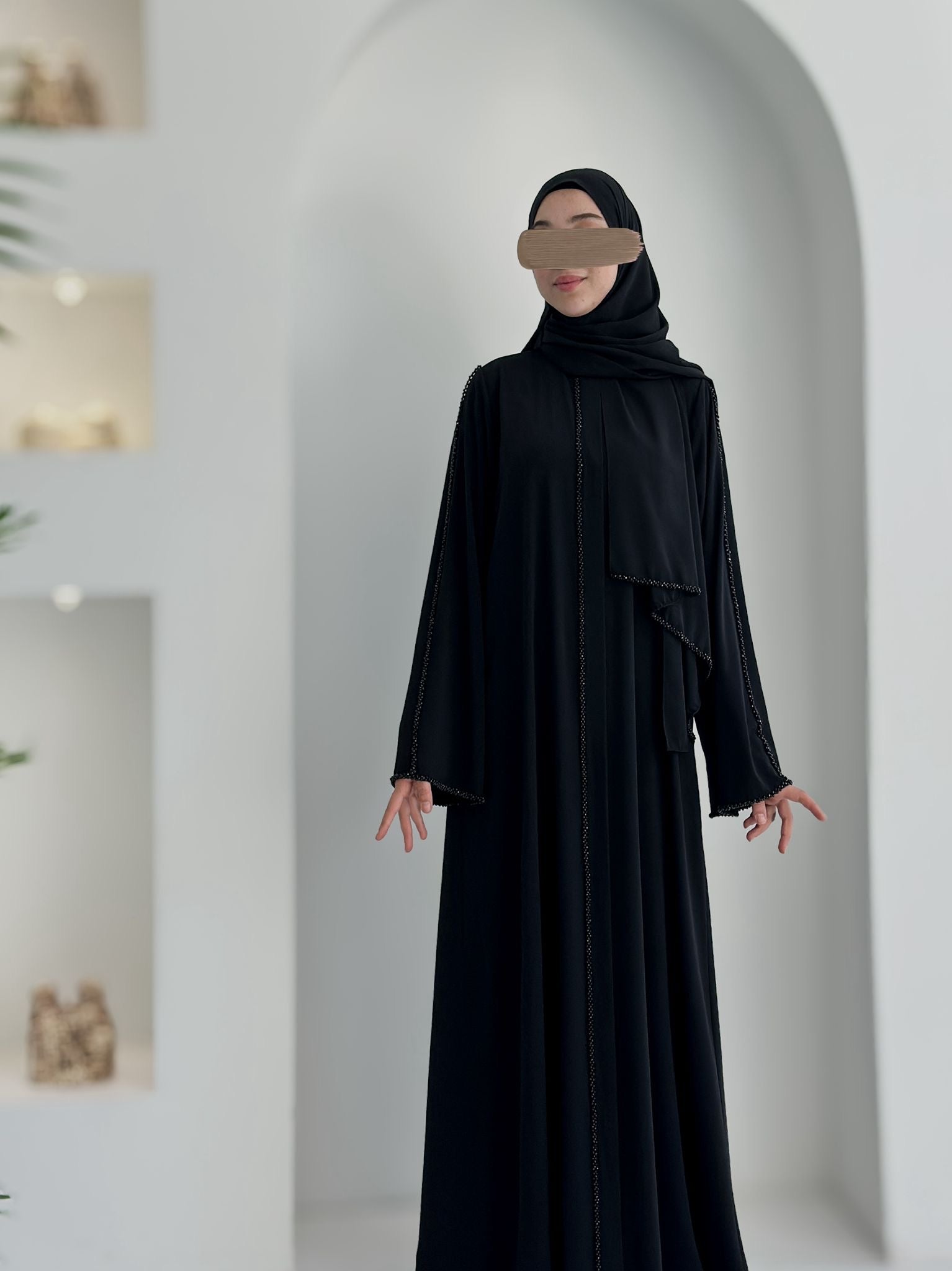 Rüya Abayaya Premium+Şal Siyah