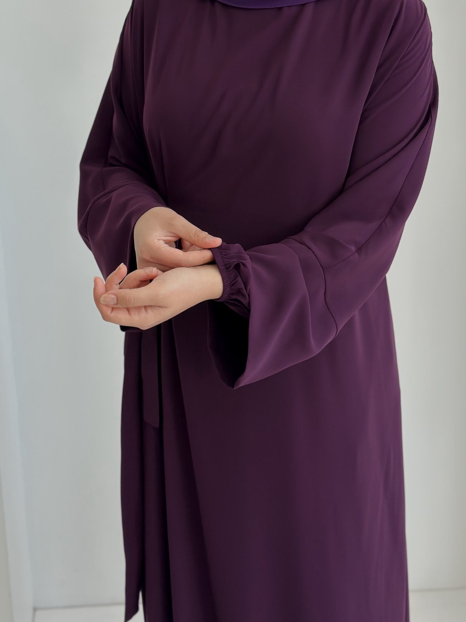 Rim Elbise Patlıcan Mor Şalsız ( Koş boyu 70 cm)