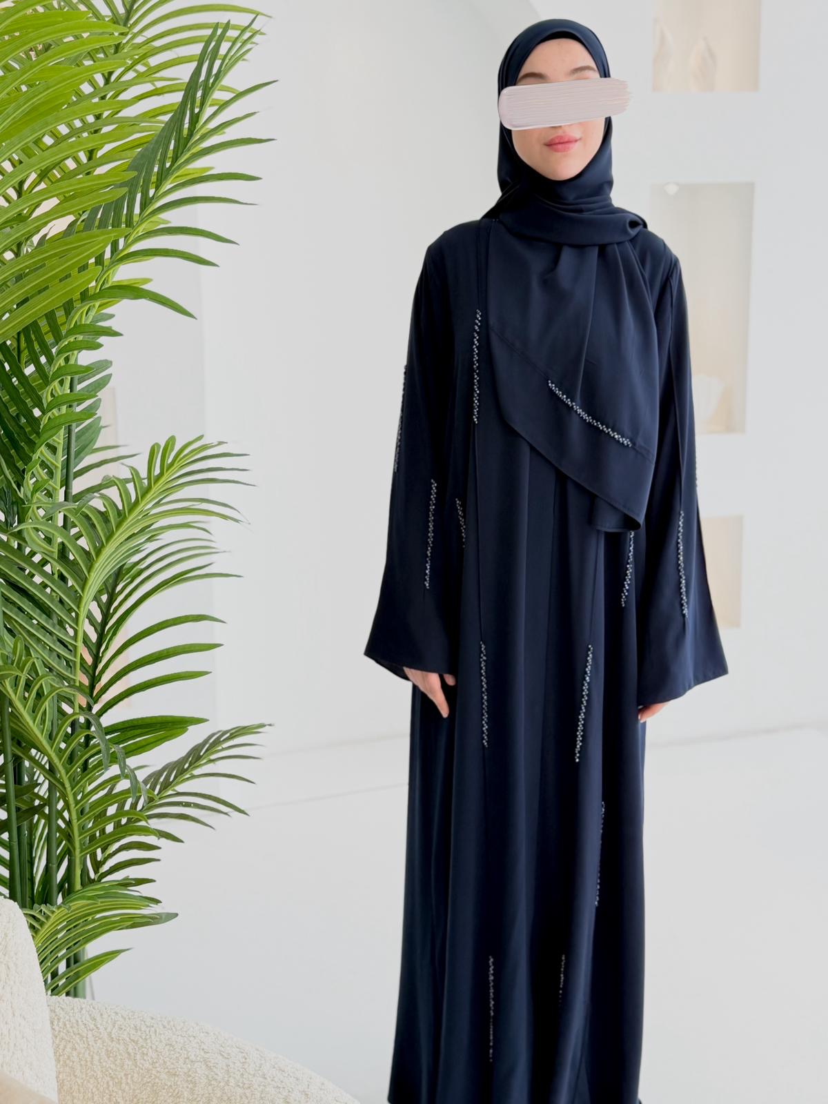 Başak Premium Abaya Takım-Lacivert