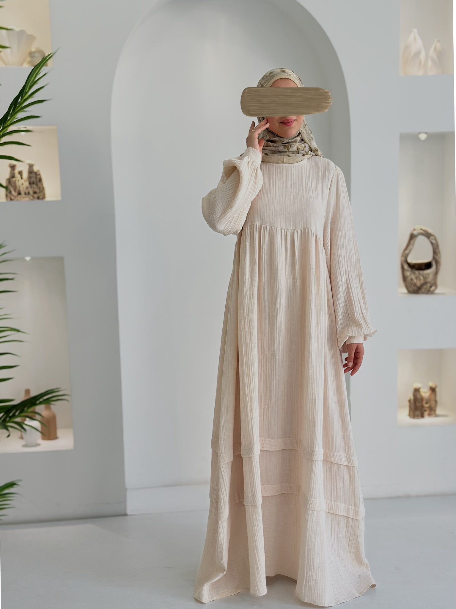 Muslin Farah Ekru+ Şal ÖN SİPARİŞ ÜRÜNÜMÜZDÜR