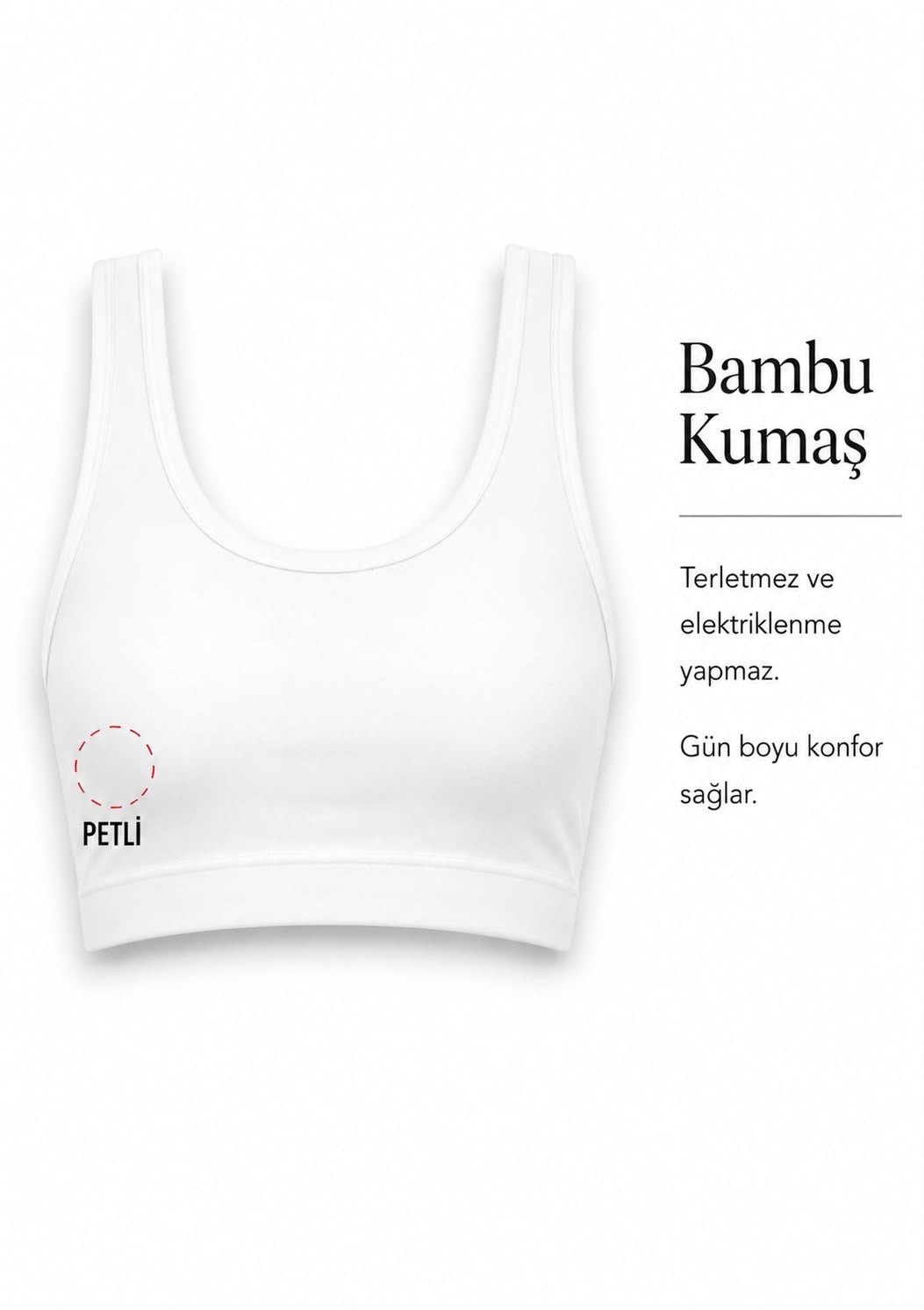Bambu Yarım Atlet Beyaz ÖN SİPARİŞ ÜRÜNÜMÜZDÜR