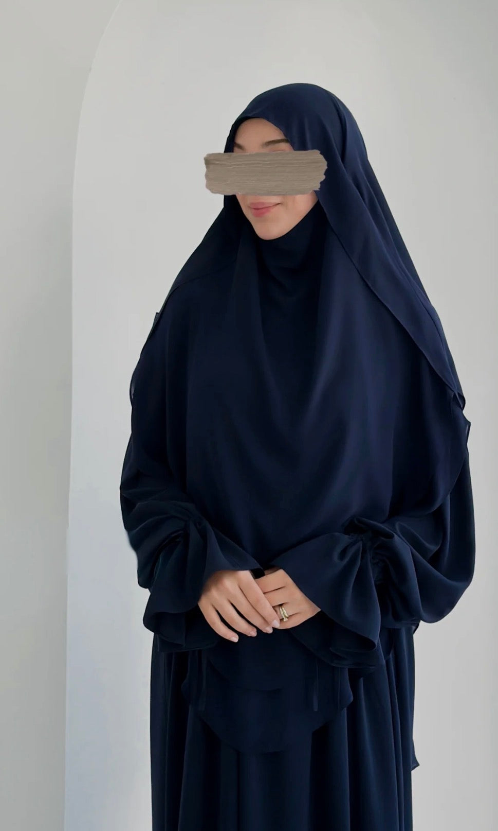 Asya Gölgeli Suudi İpek Sufle Lacivert (Uzun) ÖN SİPARİŞ ÜRÜNÜMÜZDÜR
