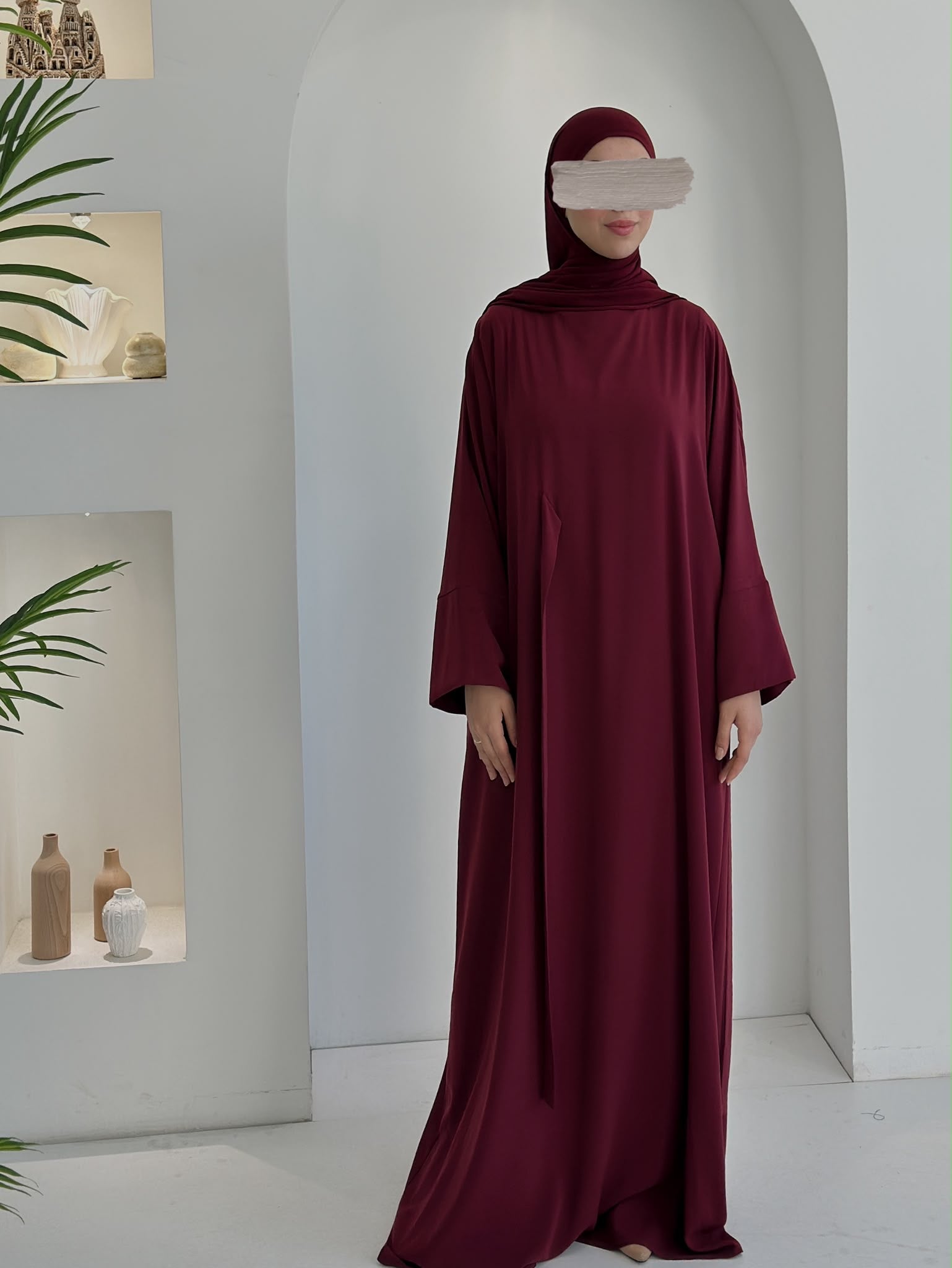 Rim Elbise Bordo Şalsız ( Kol boyu 70 cm)