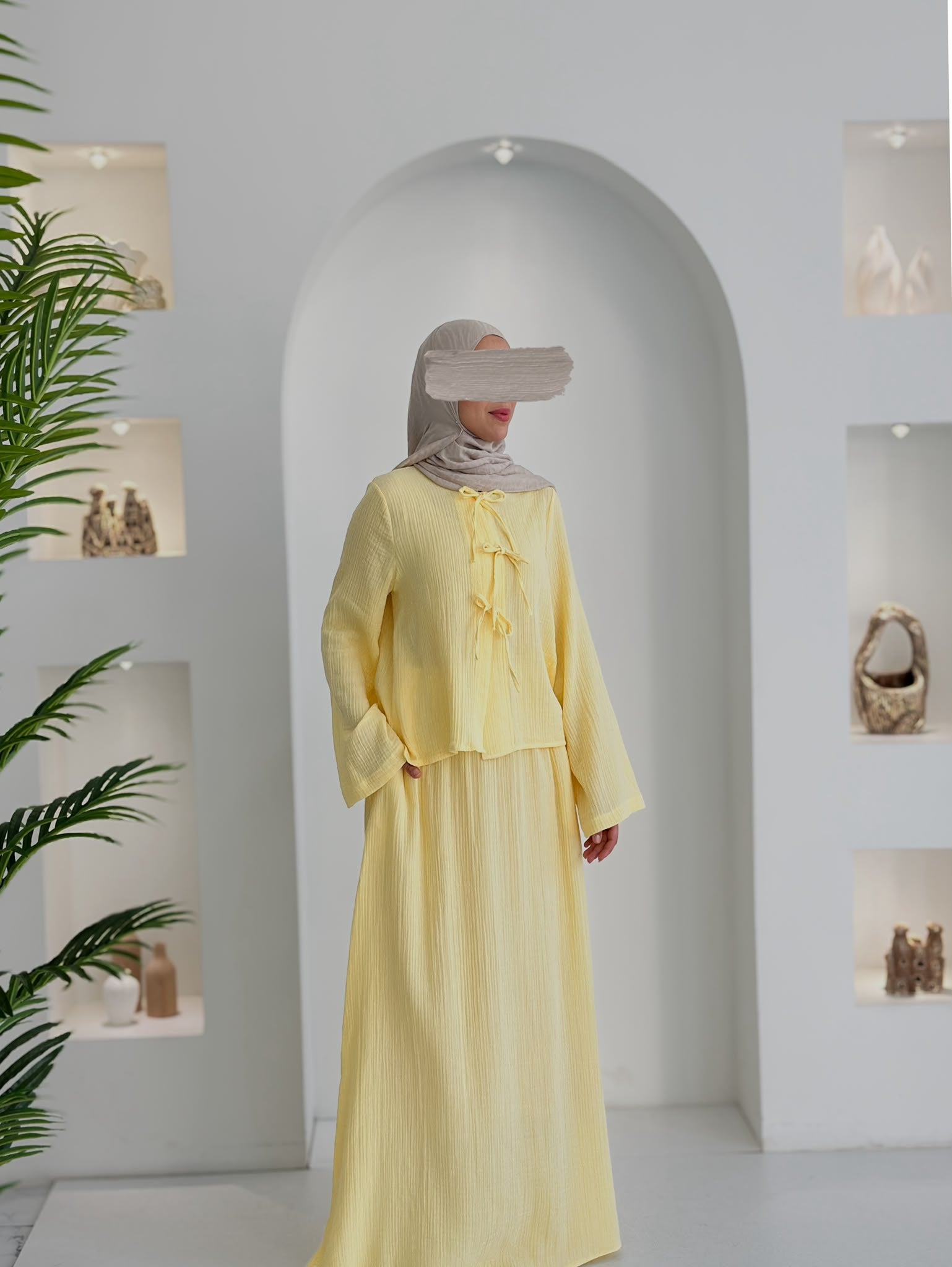 Muslin Etek Takım Sarı Şalsız