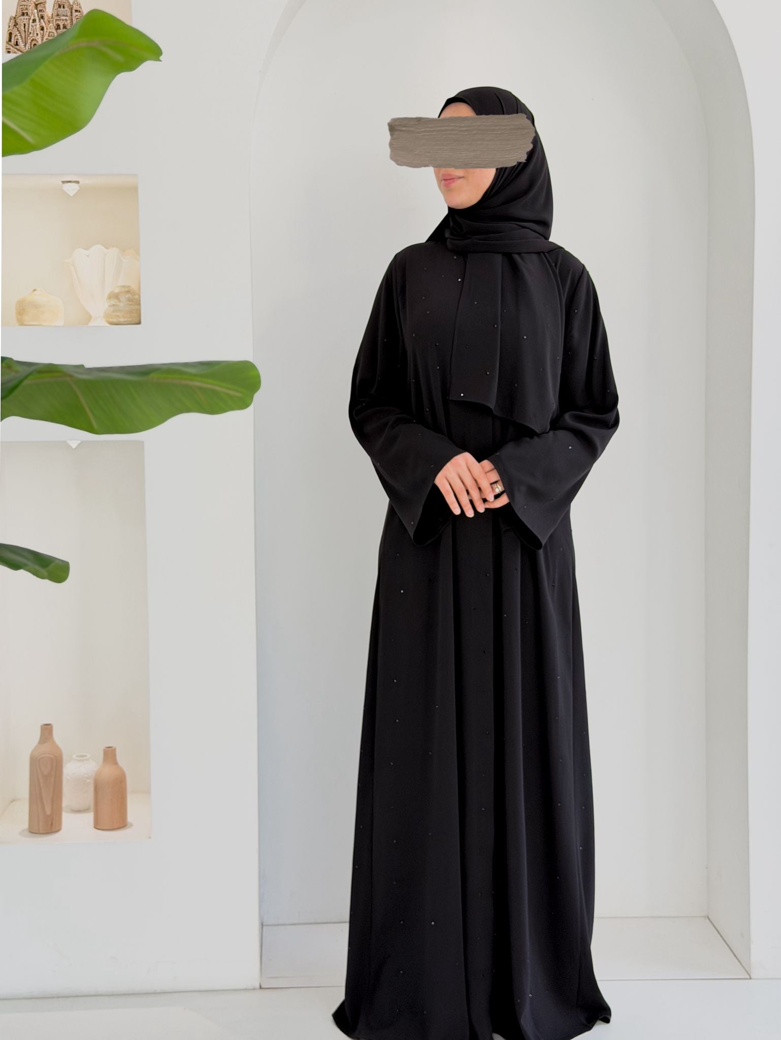 Damla Premium Abaya+Şal Siyah