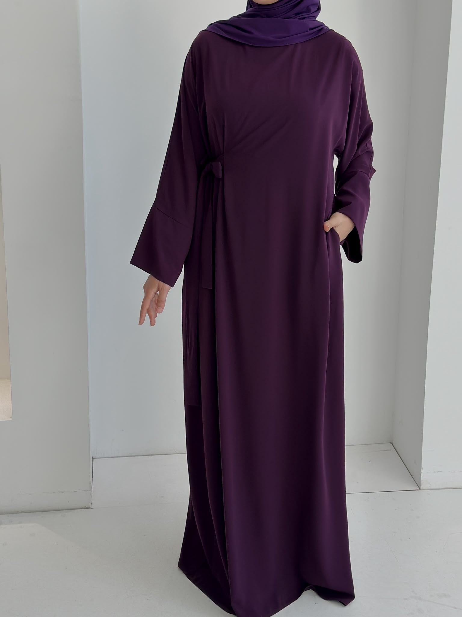 Rim Elbise Patlıcan Mor Şalsız ( Koş boyu 70 cm)