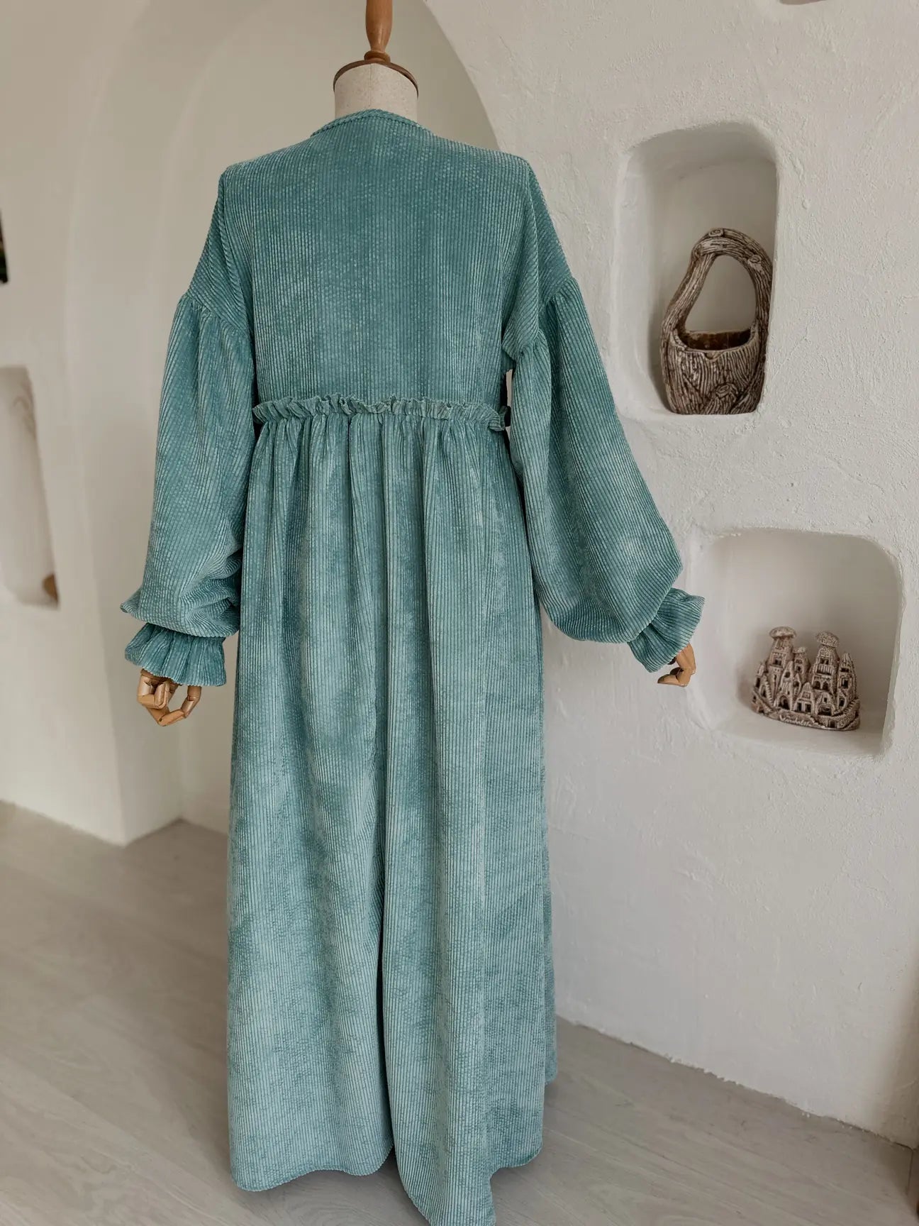 Fitilli İncili Kadife Bebe Mavi