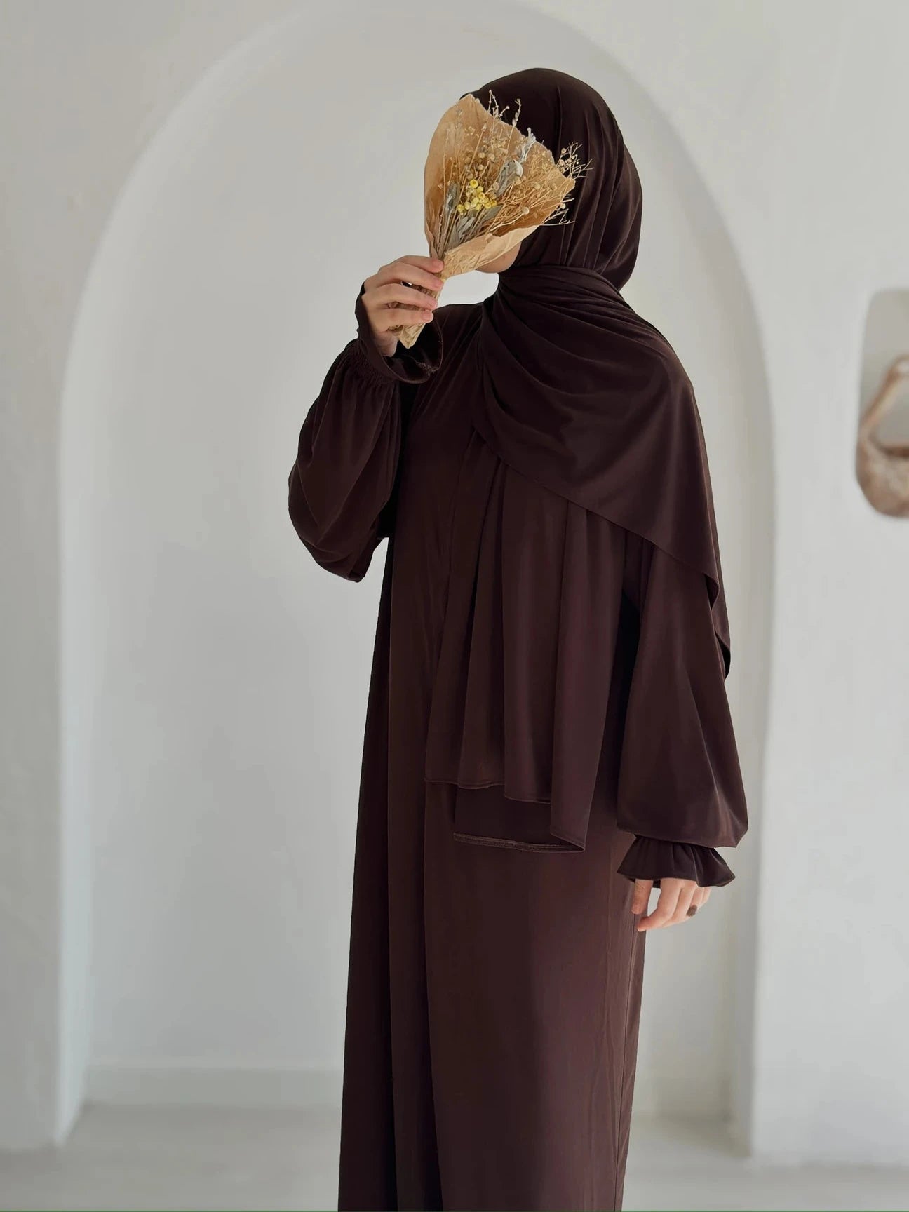Şallı Namaz Elbisesi Kahve