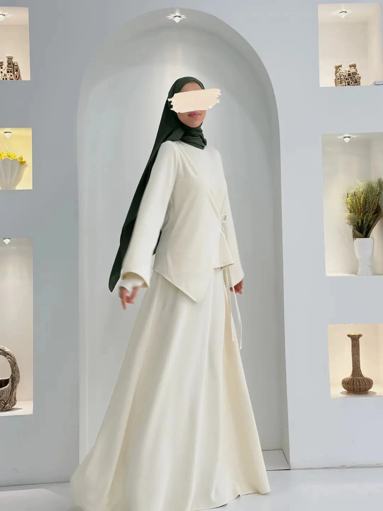 Roza Etekli Takım Ekru