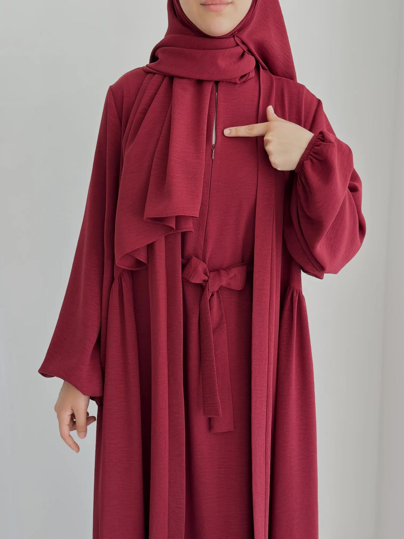 Laden Önden Fermuarlı Bordo