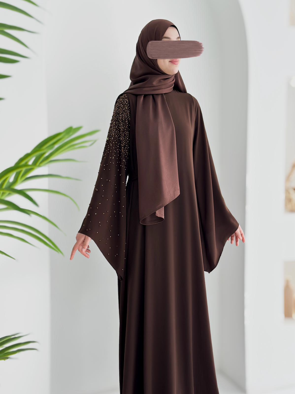 Beliz Taşlı Abayamız Acı Kahve Ürün boyu 150cm