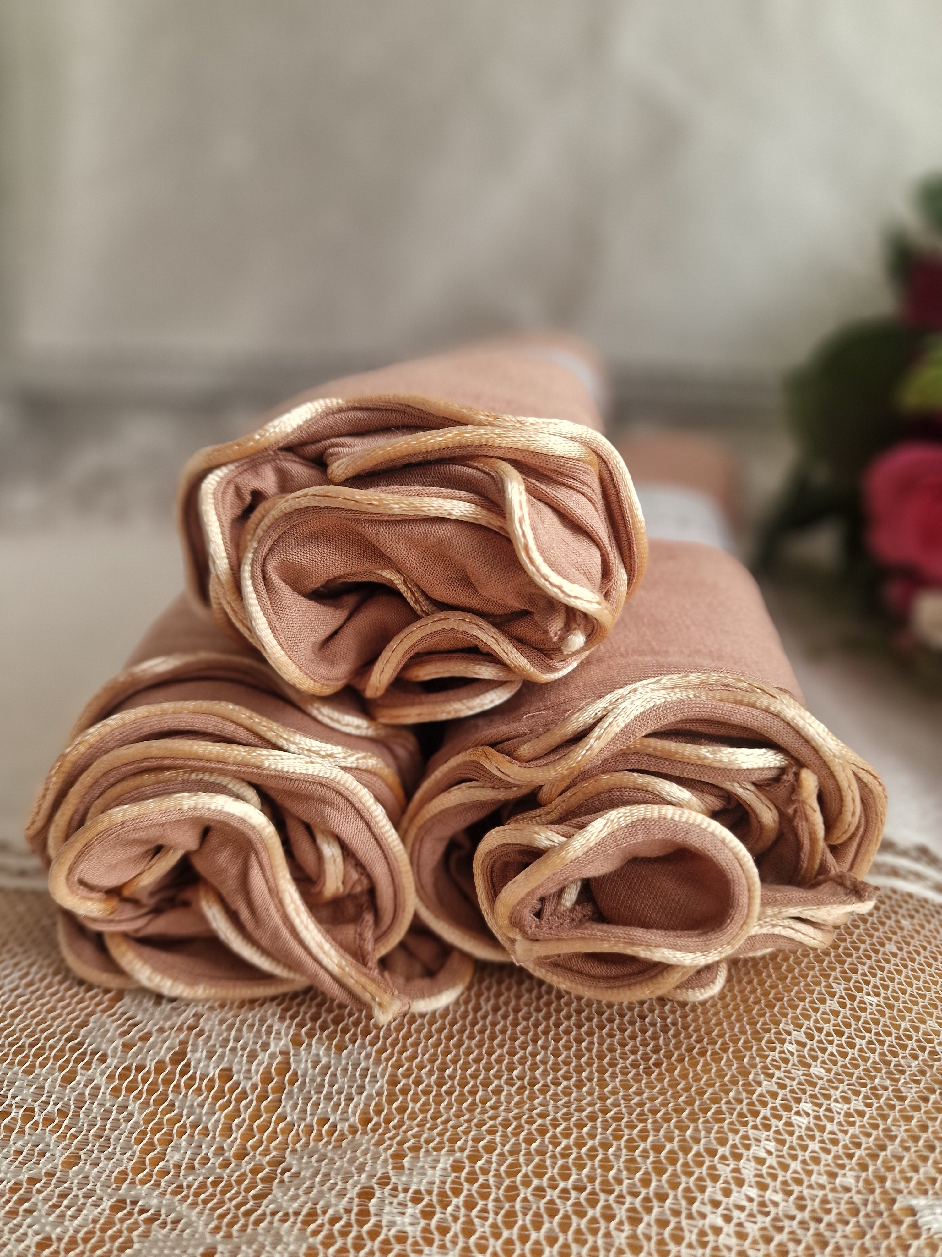 Kıvrık Penye Şal Koyu Somon