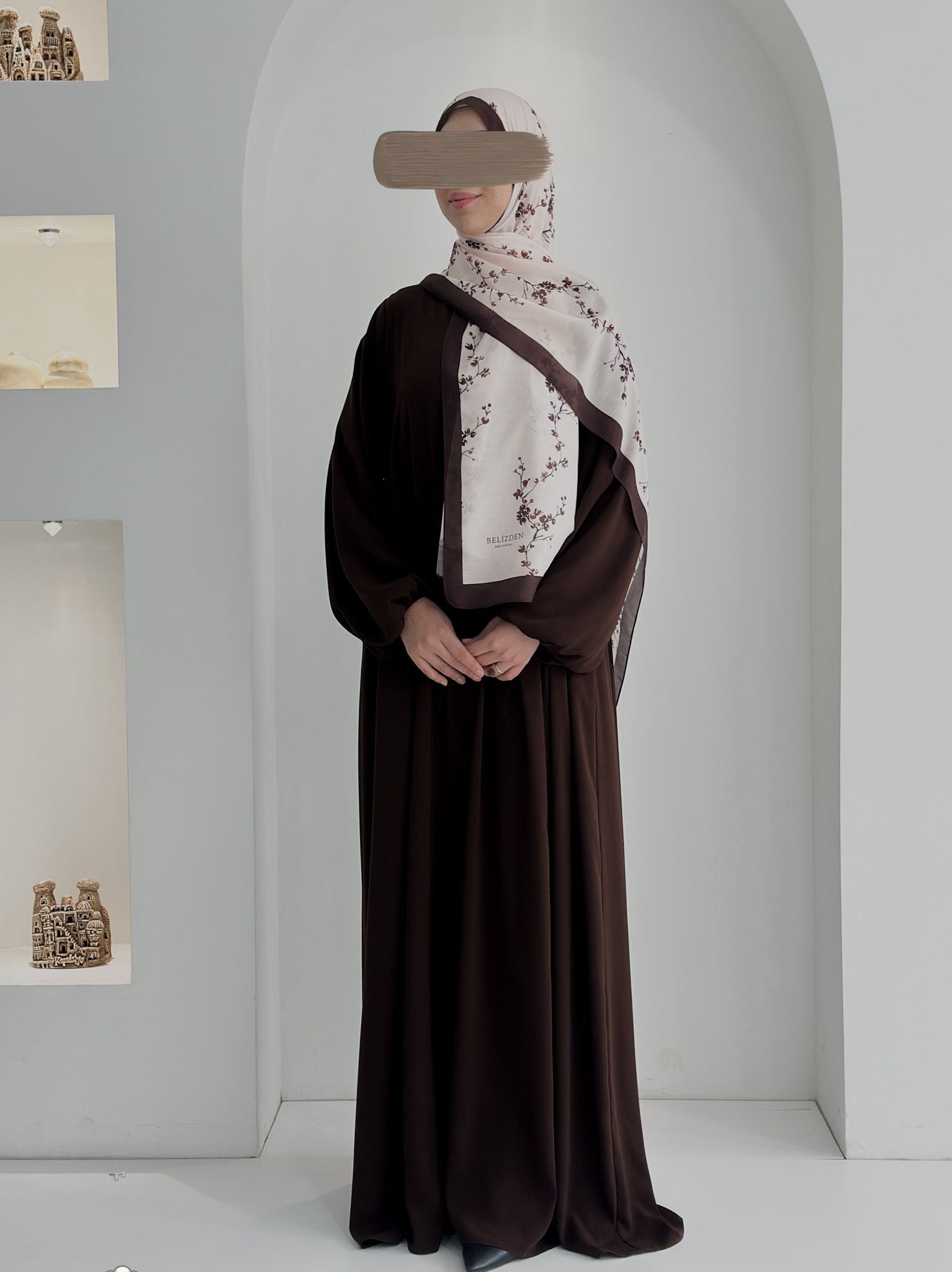 Tomurcuk Desen Organik Şal Kahverengi ÖN SİPARİŞ ÜRÜNÜMÜZDÜR