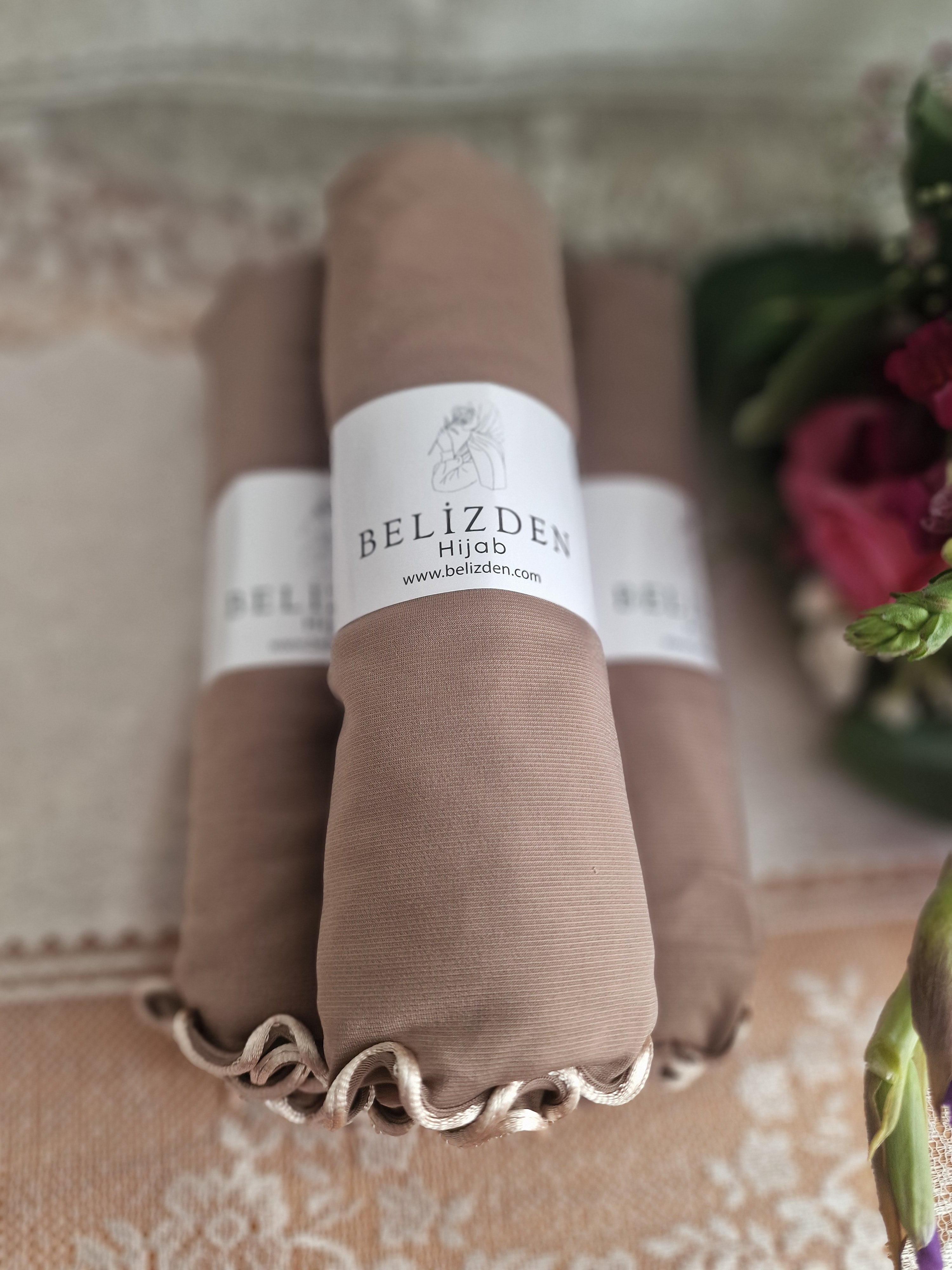 Kıvrık Penye Şal Koyu Vizon