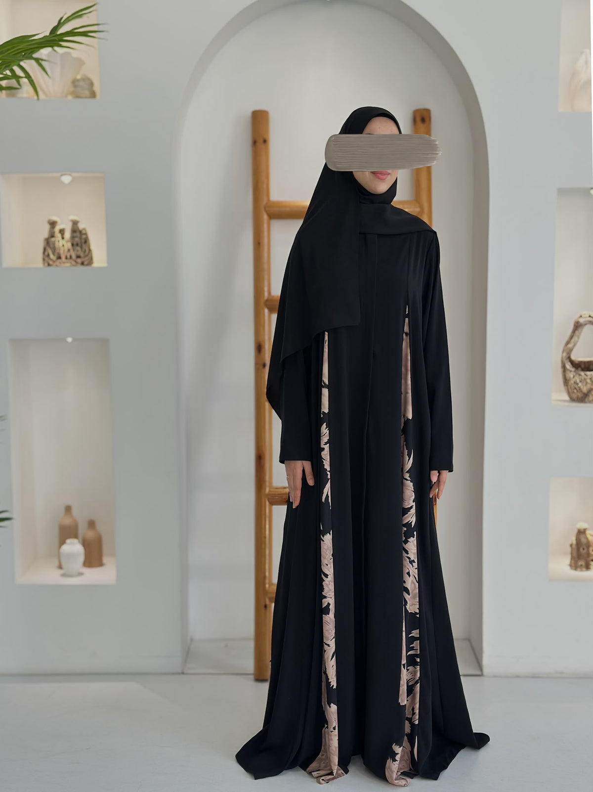 Yeni Garnili Ferace+Şal-Siyah Bej ÖN SİPARİŞ ÜRÜNÜMÜZDÜR