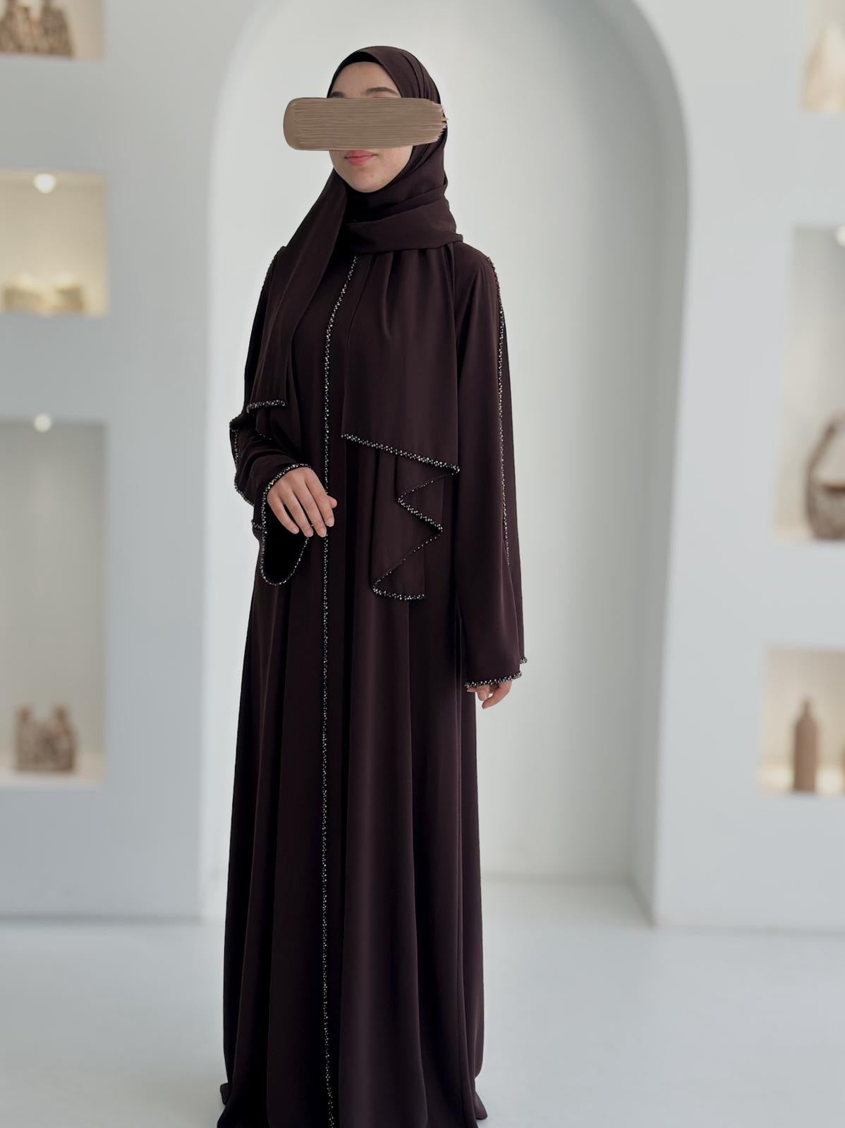 Rüya Abaya Premium+Şal Kahverengi