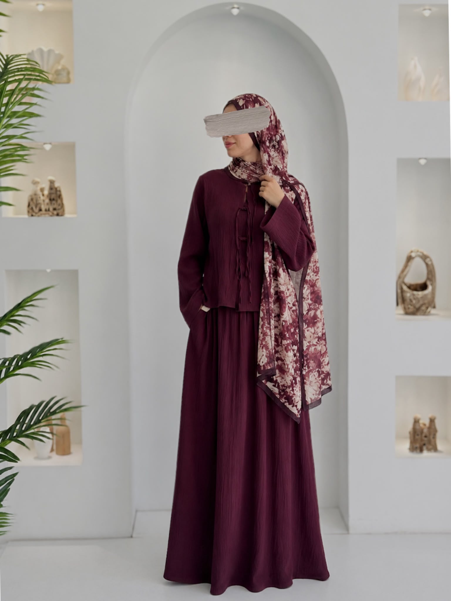 Muslin Eyek Takım Mürdüm Şalsız ÖN SİPARİŞ ÜRÜNÜMÜZDÜR
