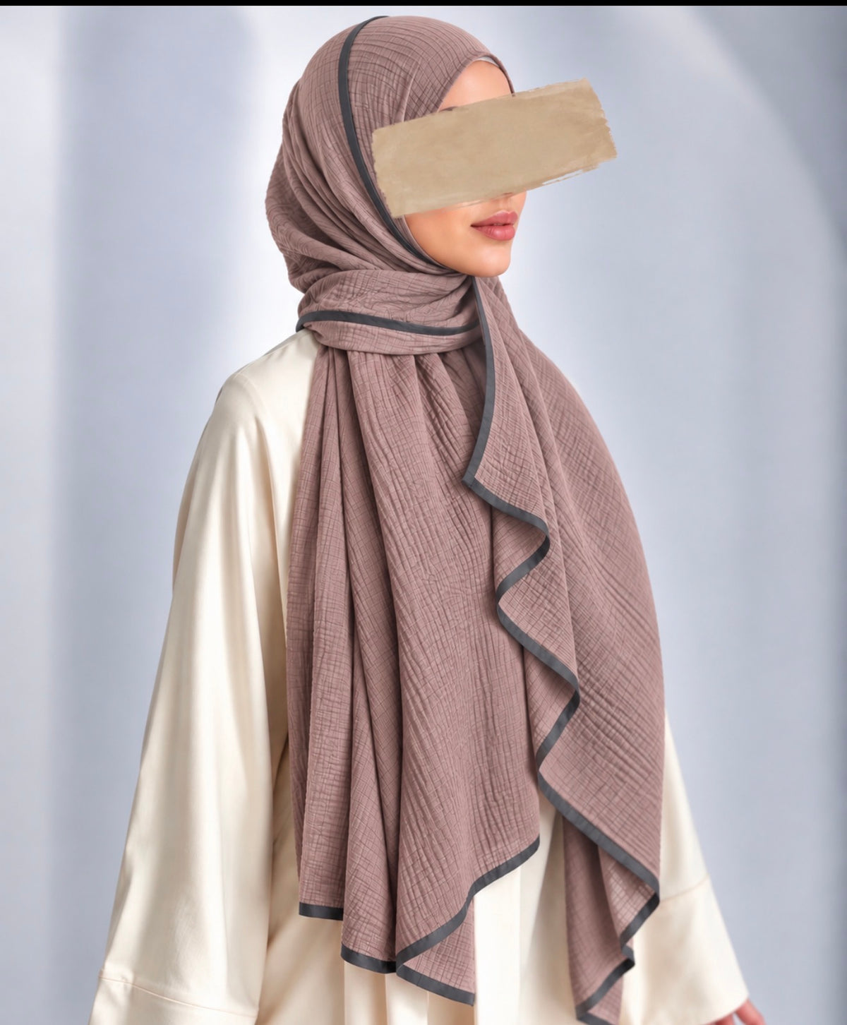 Muslin Pudra Lila+ Gri Biyeli
