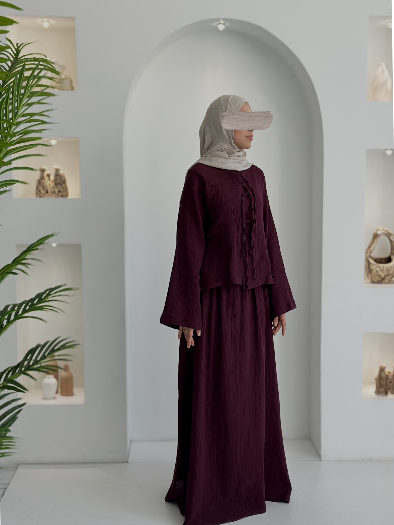 Muslin Etek Takım Mürdüm Şalsız