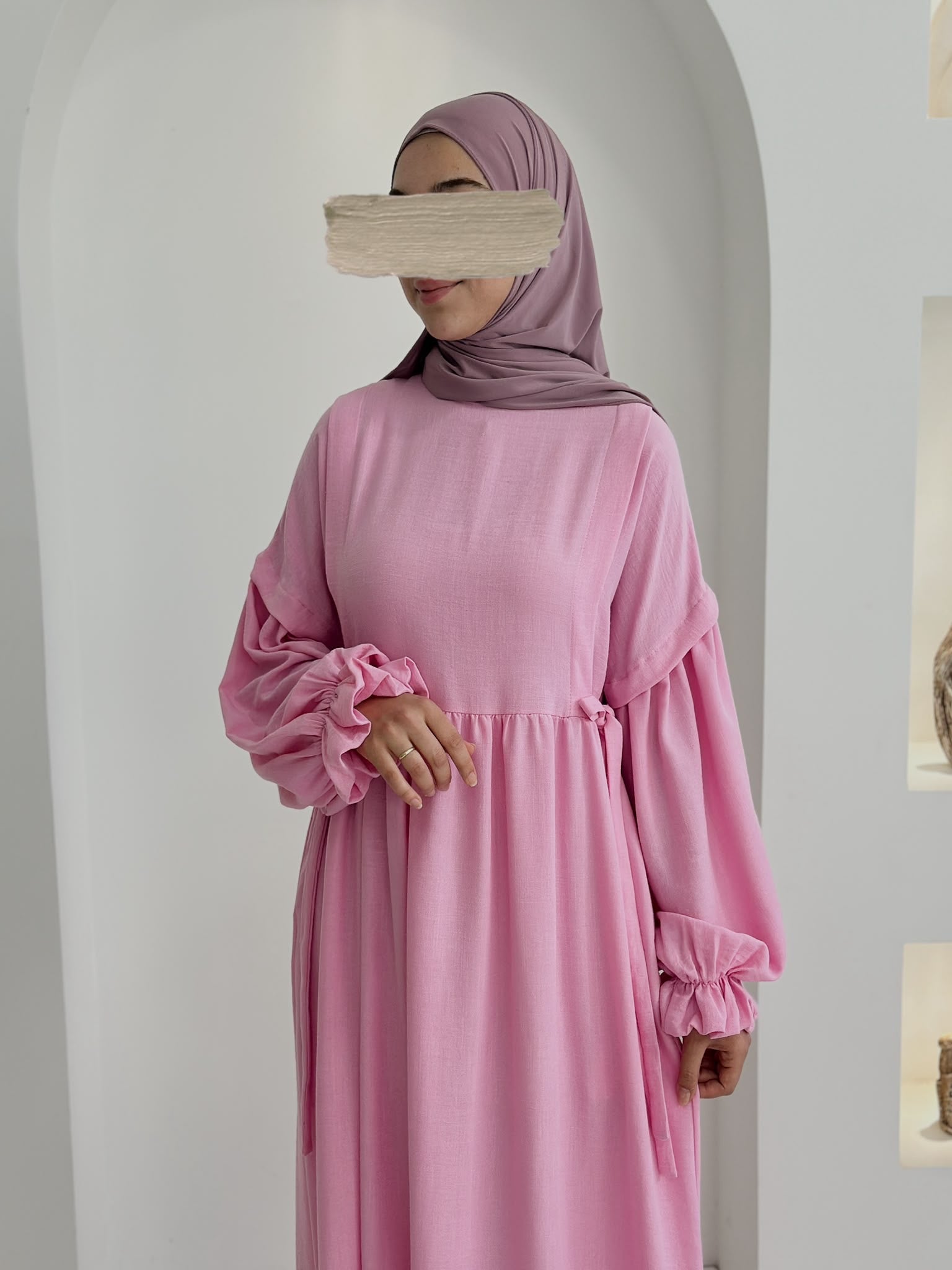 Keten Vintage Elbise Pembe ÖN SİPARİŞ ÜRÜNÜMÜZDÜR