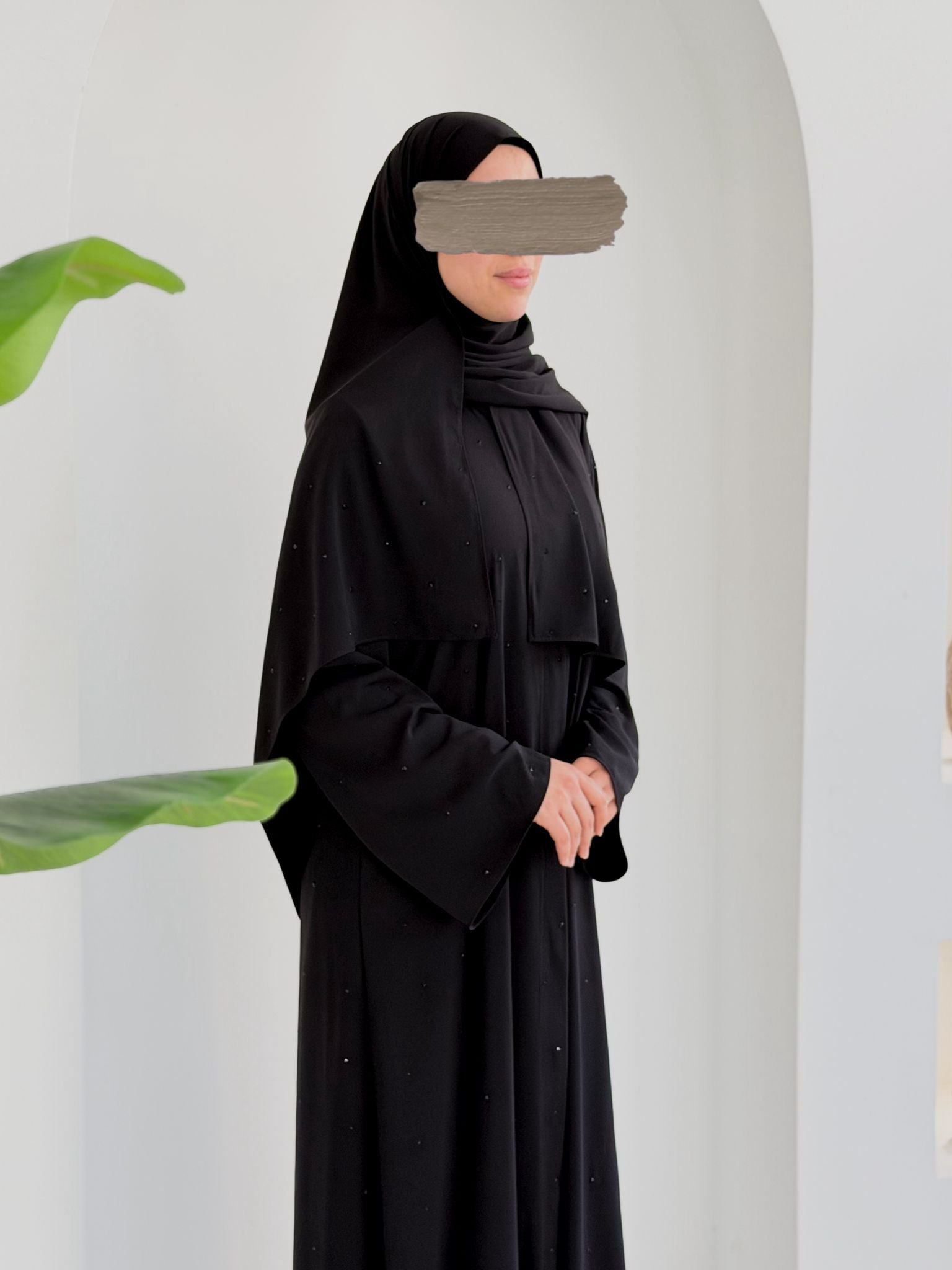 Damla Premium Abaya+Şal Siyah