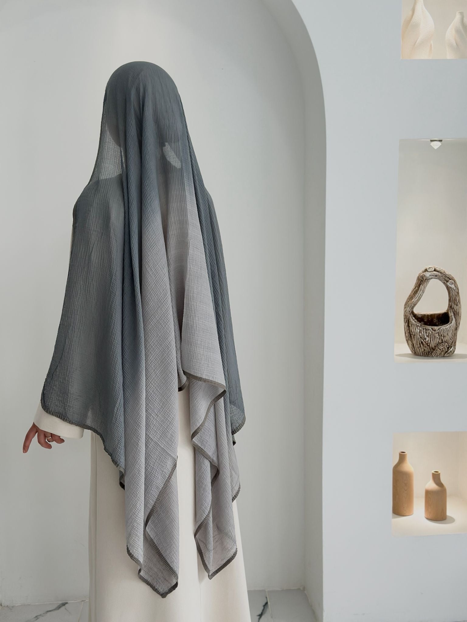 Muslin Degdare Sal Koyu Gri Açik Gri