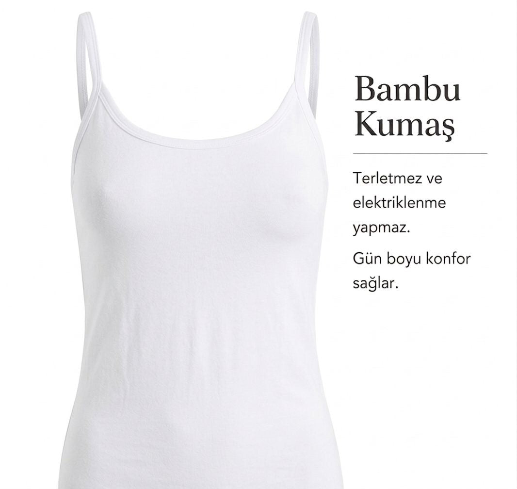 Bambu İnce Askili Atlet-Beyaz