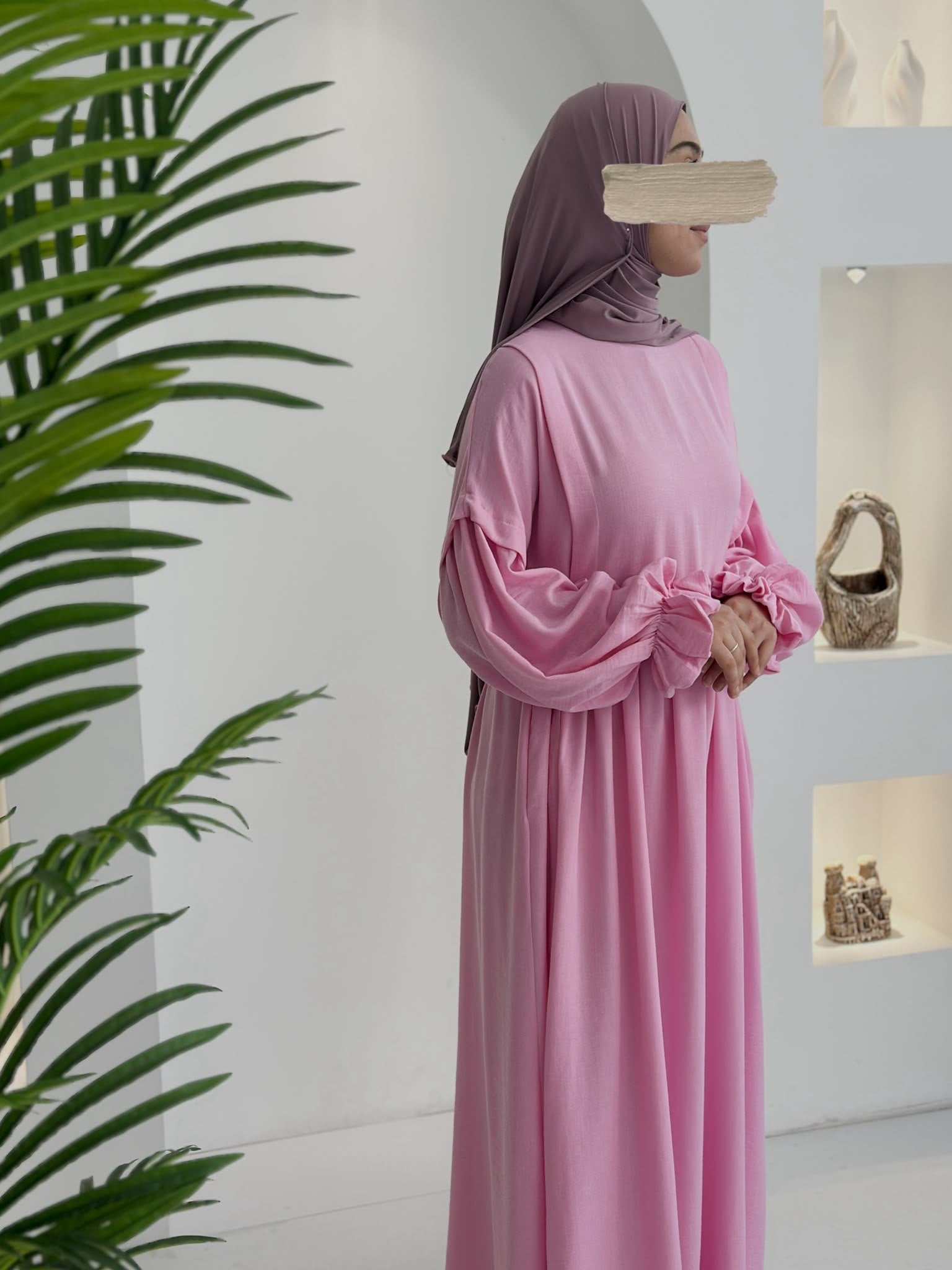 Keten Vintage Elbise Pembe ÖN SİPARİŞ ÜRÜNÜMÜZDÜR