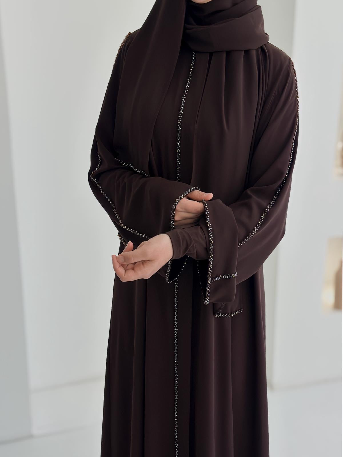 Rüya Abaya Premium+Şal Kahverengi