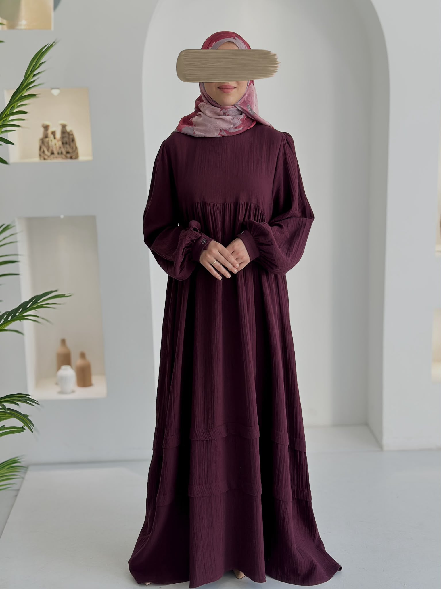 Muslin Farah Mürdüm+ Şal ÖN SİPARİŞ ÜRÜNÜMÜZDÜR