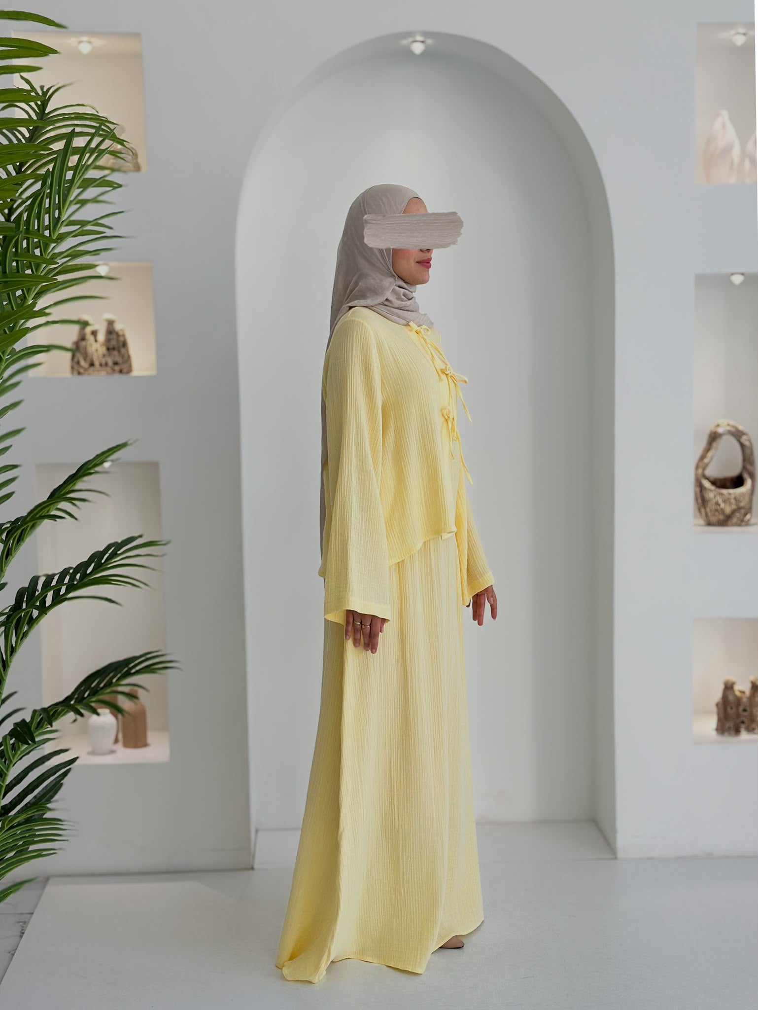 Muslin Etek Takım Sarı Şalsız  ÖN SİPARİŞ ÜRÜNÜMÜZDÜR