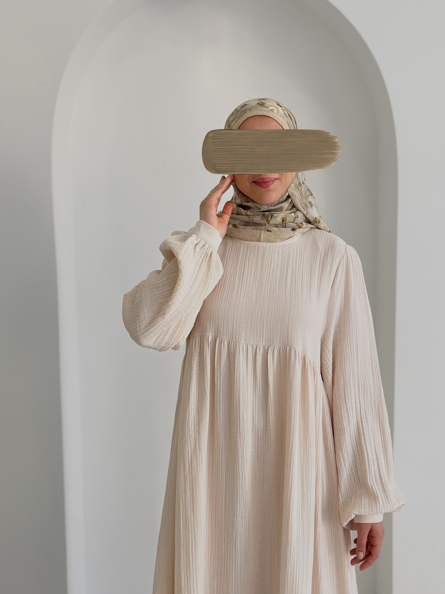 Muslin Farah Bej+ Şal ÖN SİPARİŞ ÜRÜNÜMÜZDÜR
