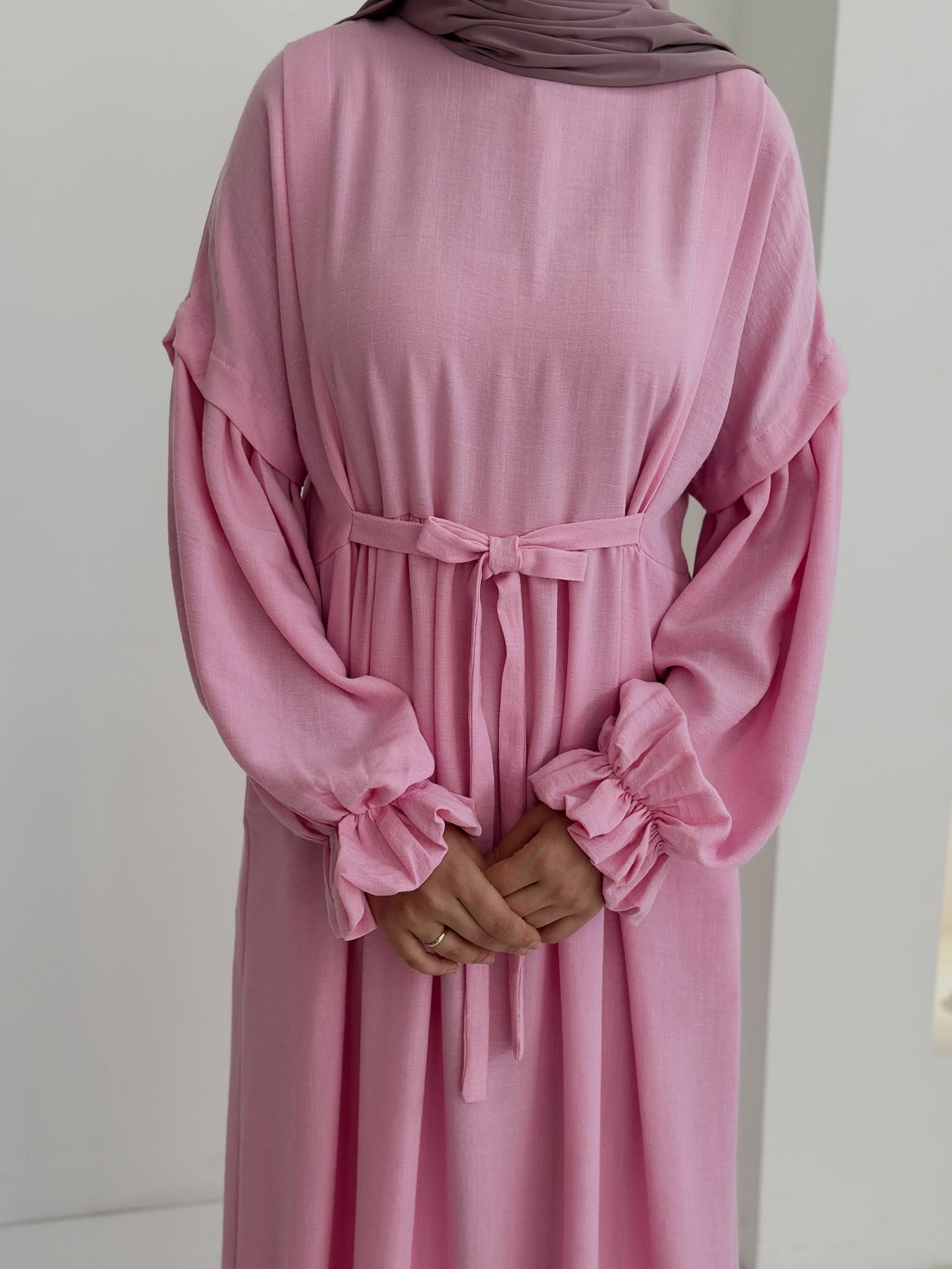 Keten Vintage Elbise Pembe ÖN SİPARİŞ ÜRÜNÜMÜZDÜR