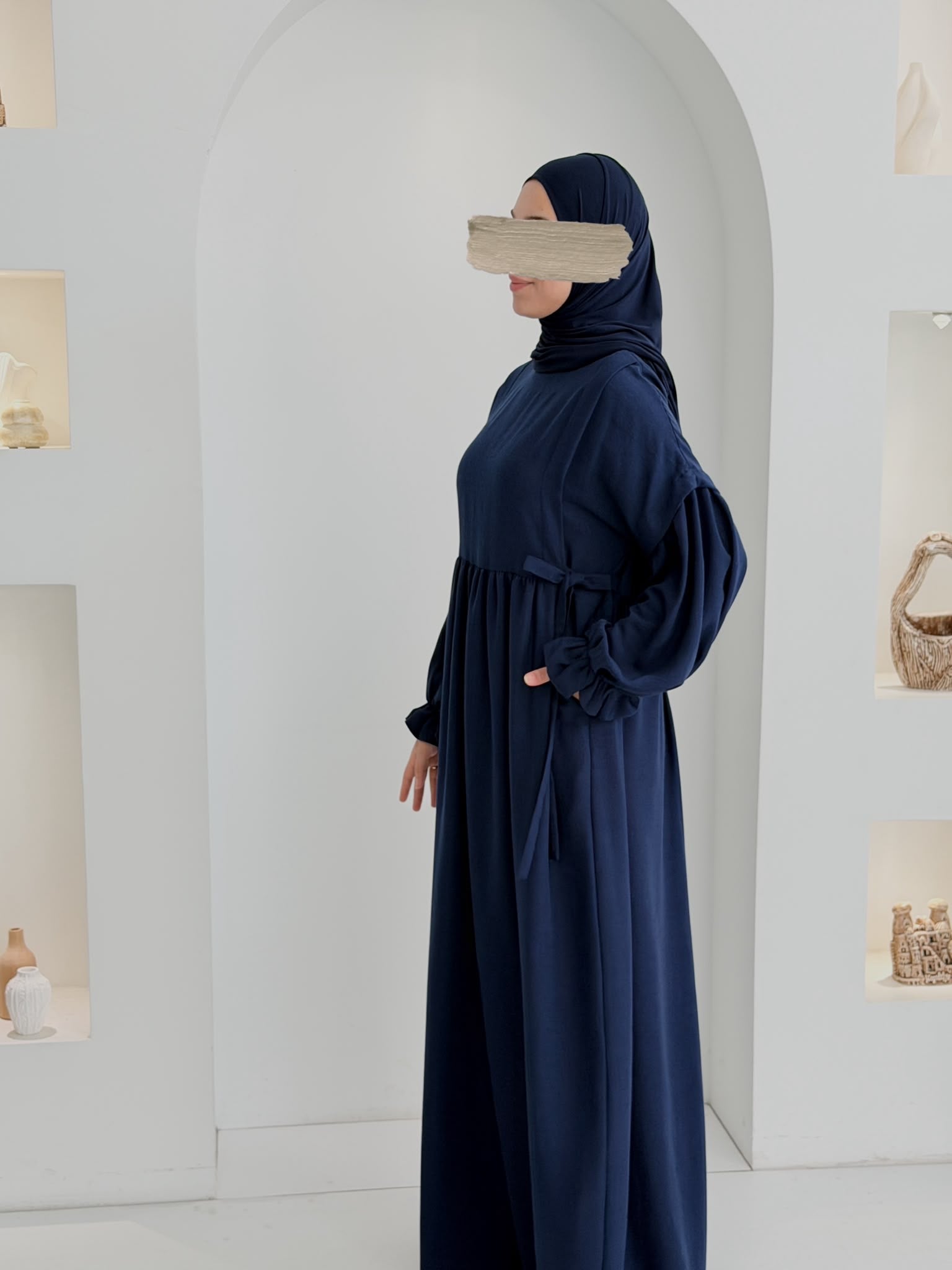 Keten Vintage Elbise Lacivert ÖN SİPARİŞ ÜRÜNÜMÜZDÜR