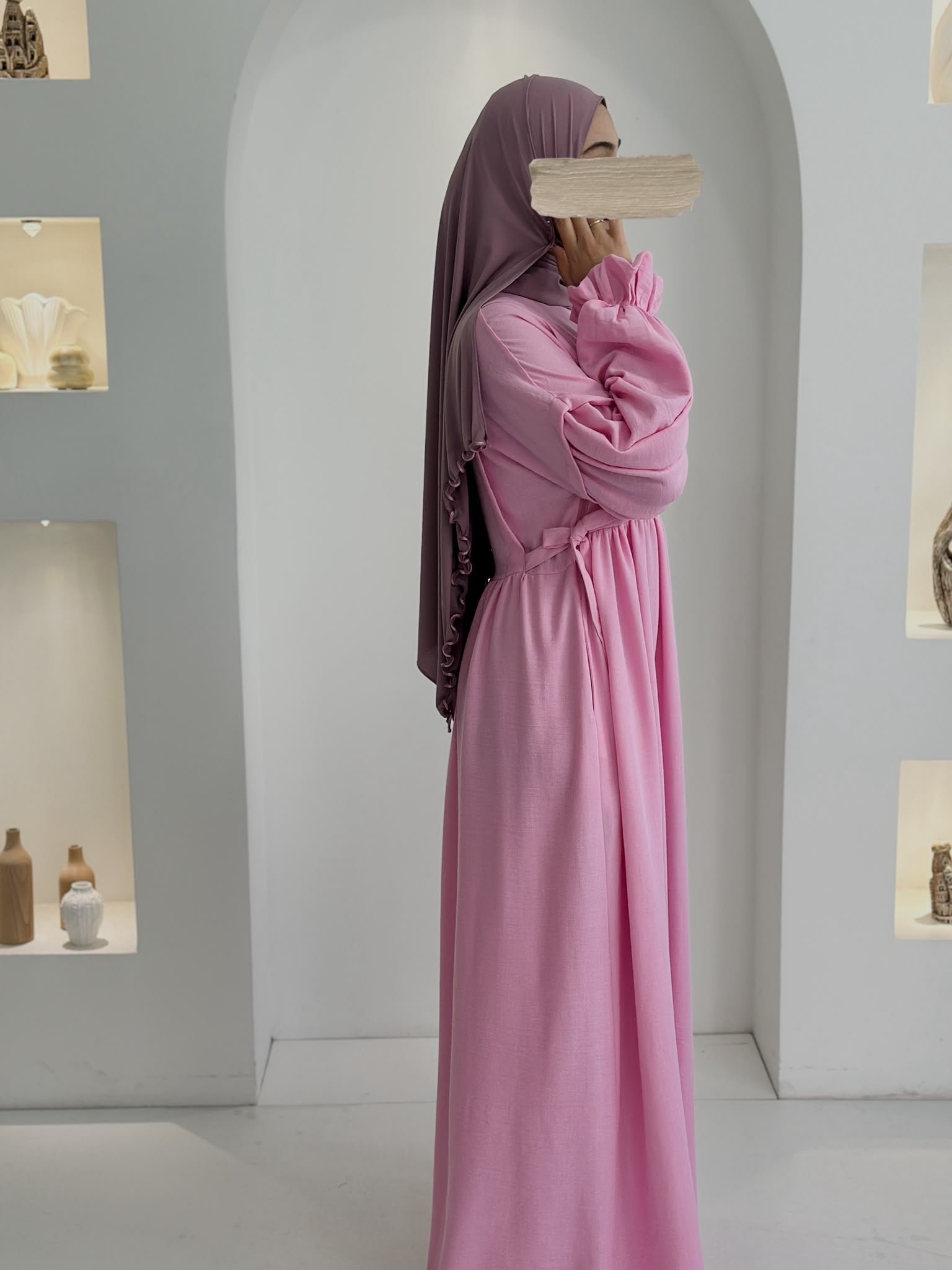 Keten Vintage Elbise Pembe ÖN SİPARİŞ ÜRÜNÜMÜZDÜR