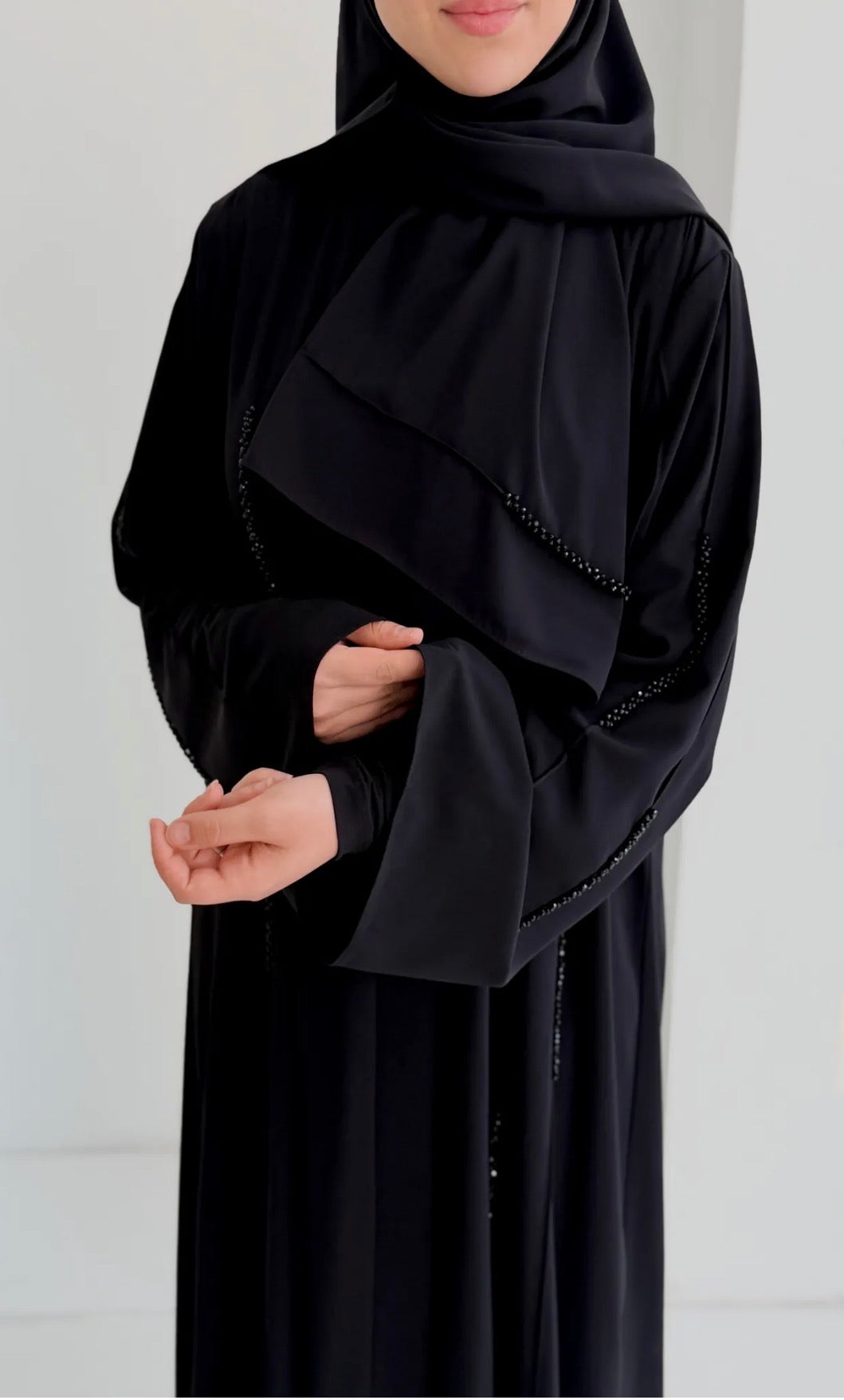 Başak Premium Abaya Takım-Siyah
