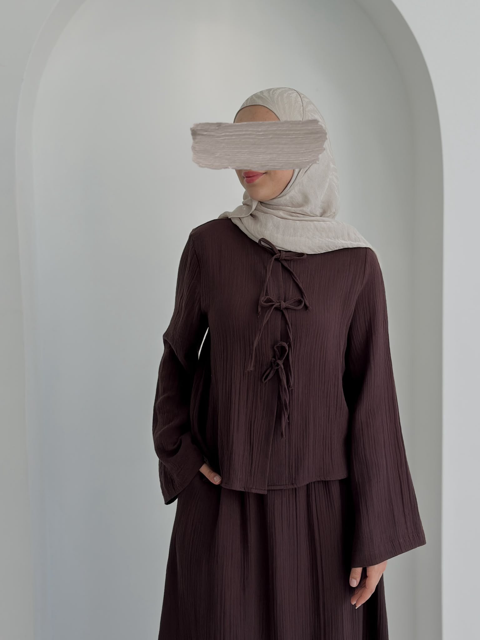 Muslin Etek Takım Acı Kahve Şalsız ÖN SİPARİŞ ÜRÜNÜMÜZDÜR