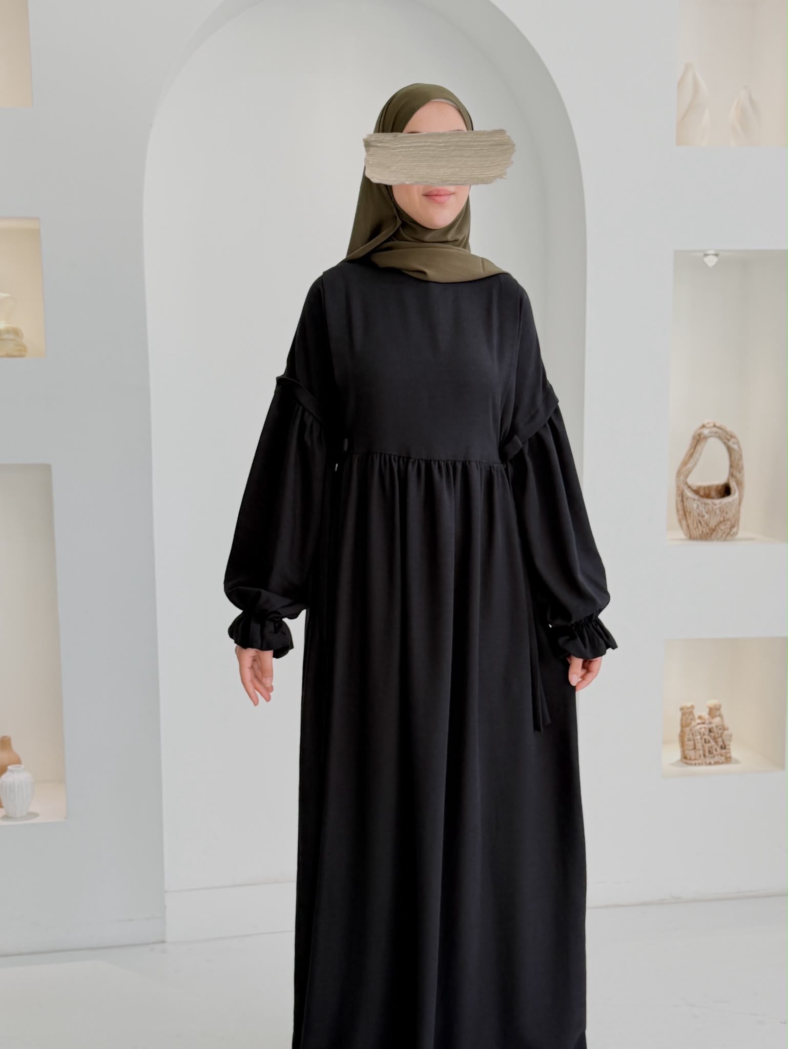 Keten Vintage Elbise Siyah ÖN SİPARİŞ ÜRÜNÜMÜZDÜR