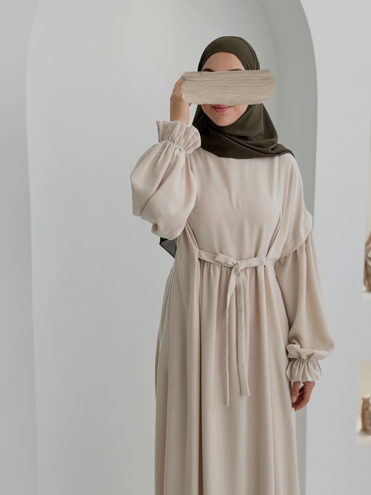 Keten Vintage Elbise Bej ÖN SİPARİŞ ÜRÜNÜMÜZDÜR