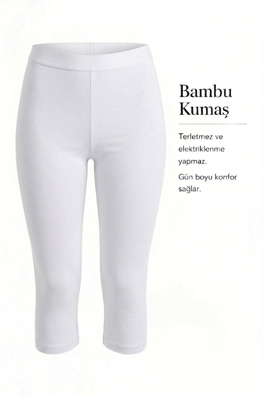 Bambu Kapri Tayt-Beyaz