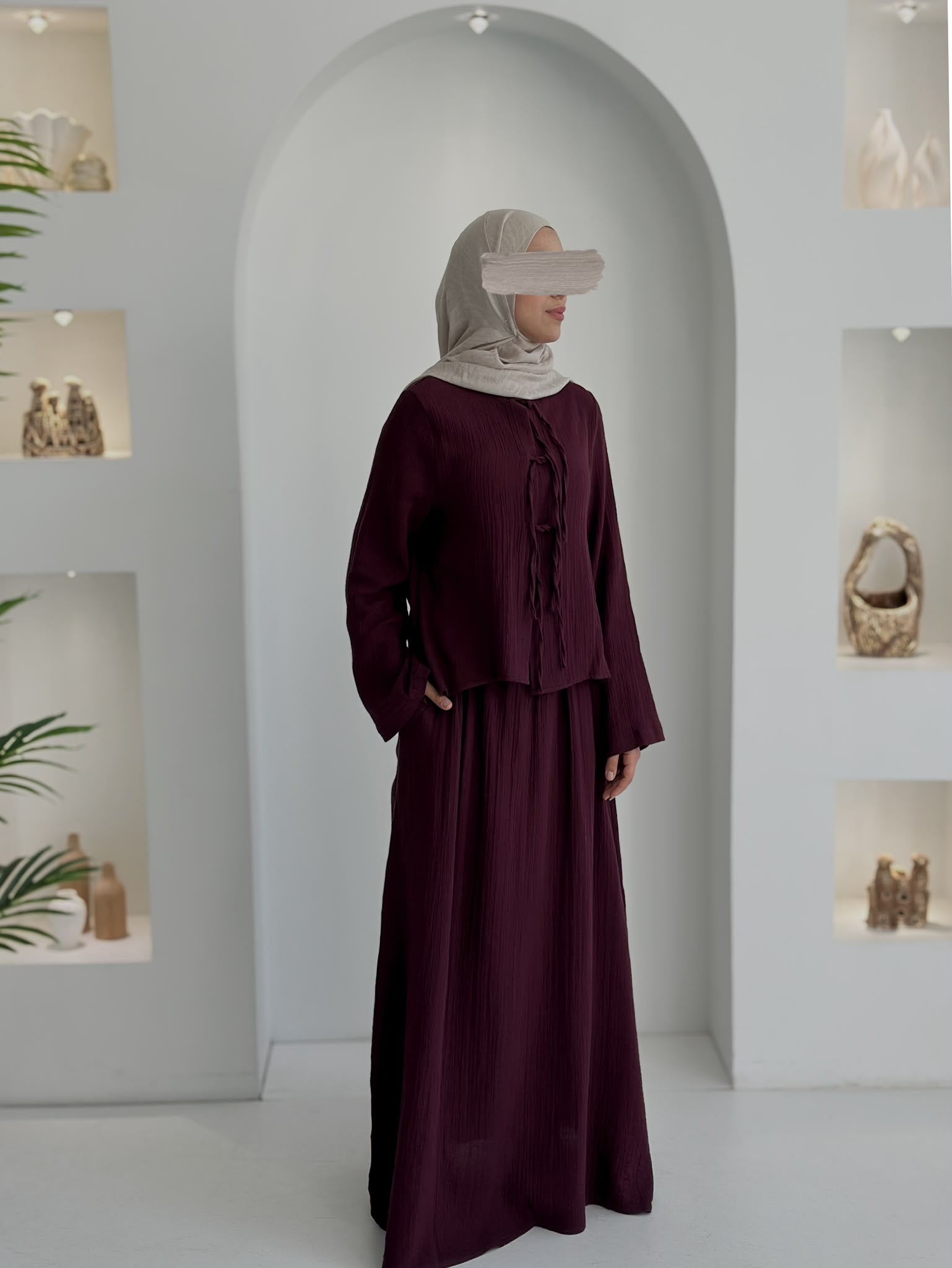 Muslin Etek Takım Mürdüm Şalsız