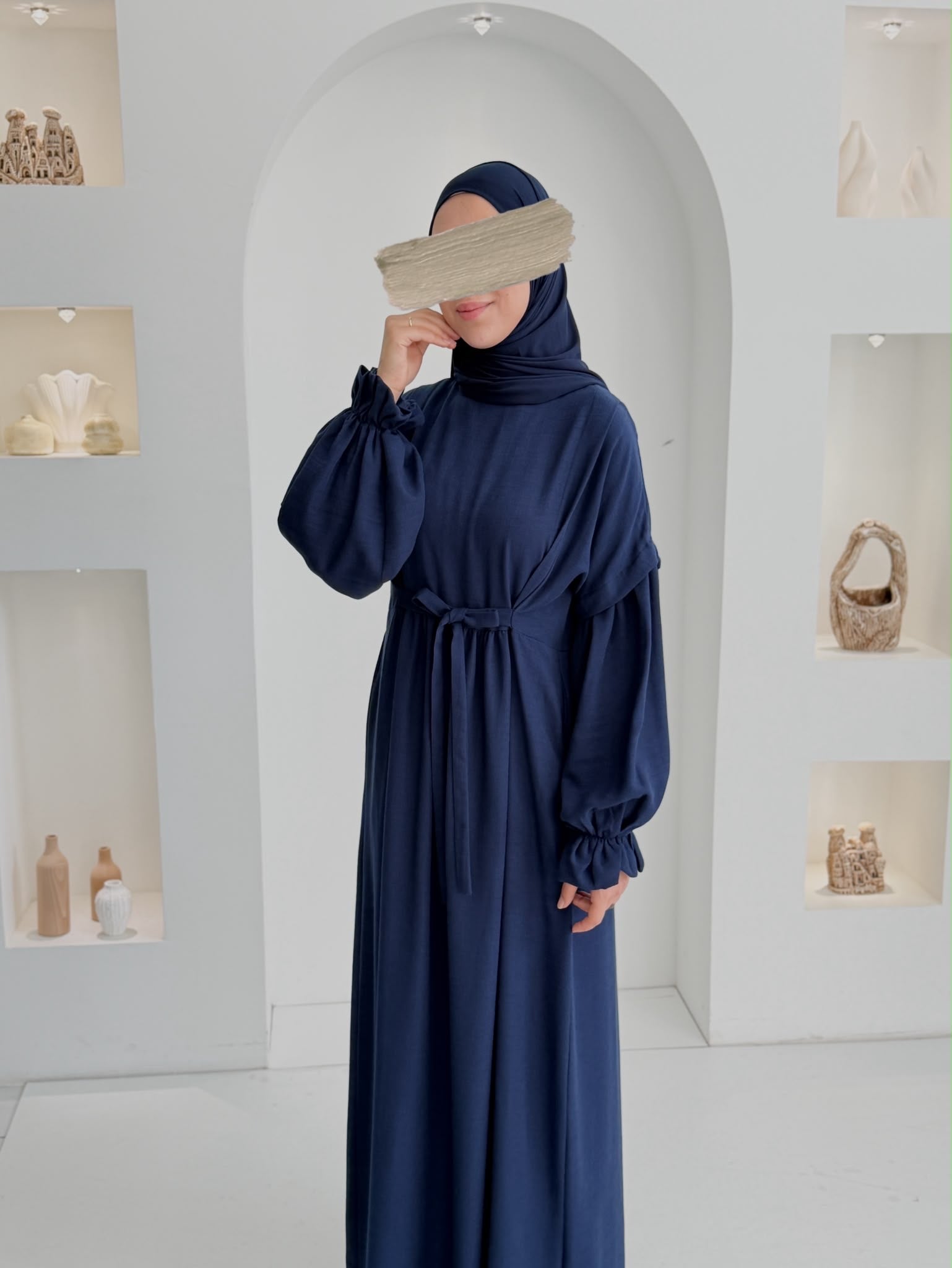 Keten Vintage Elbise Lacivert ÖN SİPARİŞ ÜRÜNÜMÜZDÜR