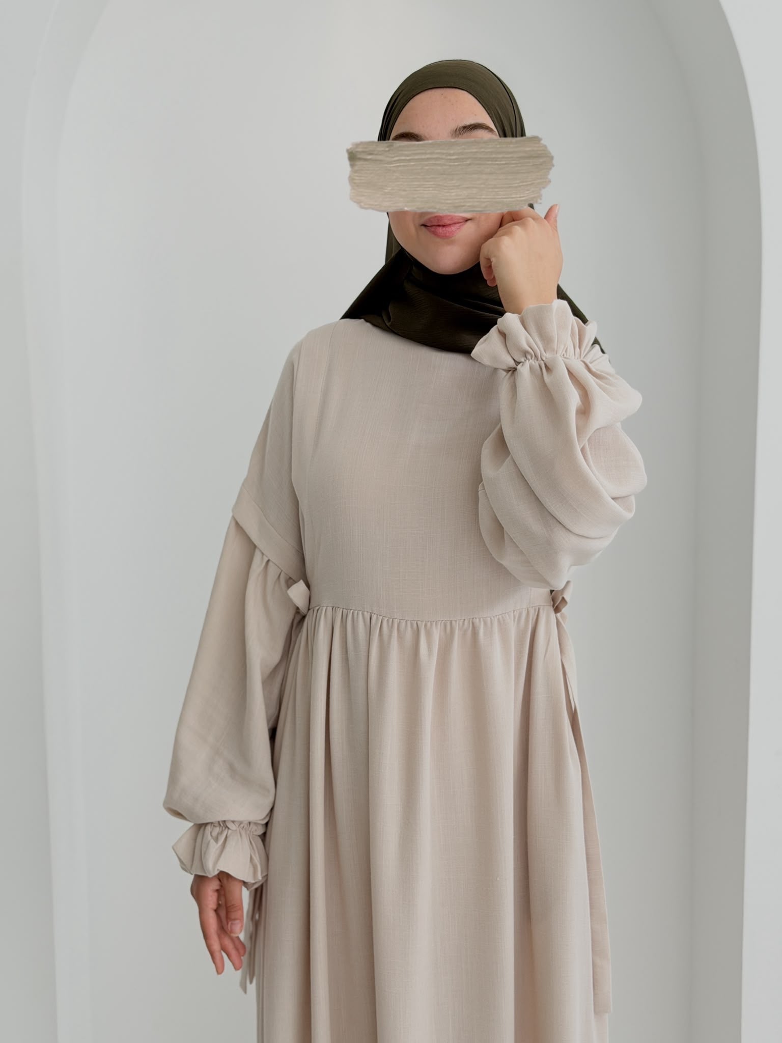 Keten Vintage Elbise Bej ÖN SİPARİŞ ÜRÜNÜMÜZDÜR