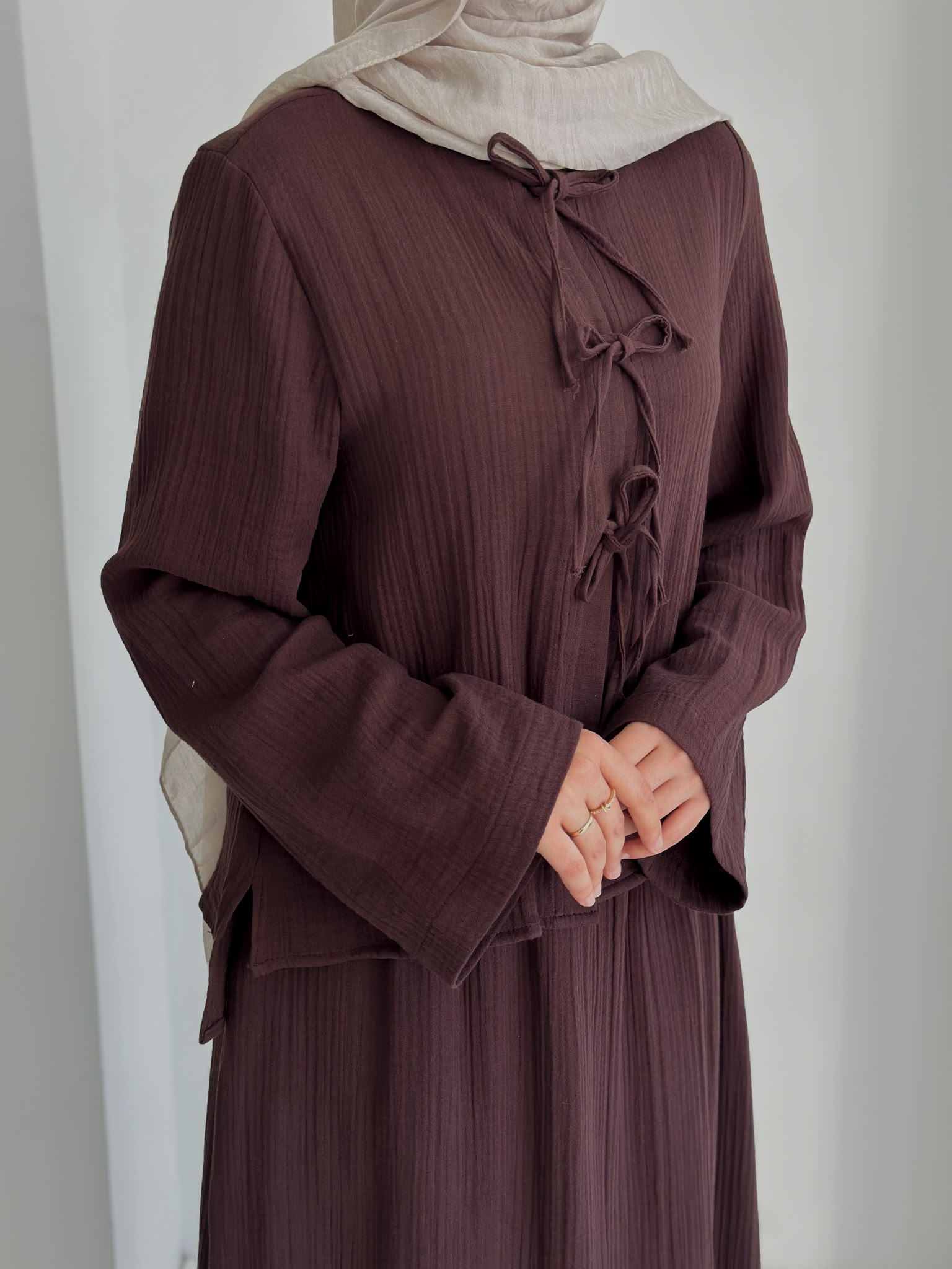 Muslin Etek Takım Acı Kahve Şalsız ÖN SİPARİŞ ÜRÜNÜMÜZDÜR