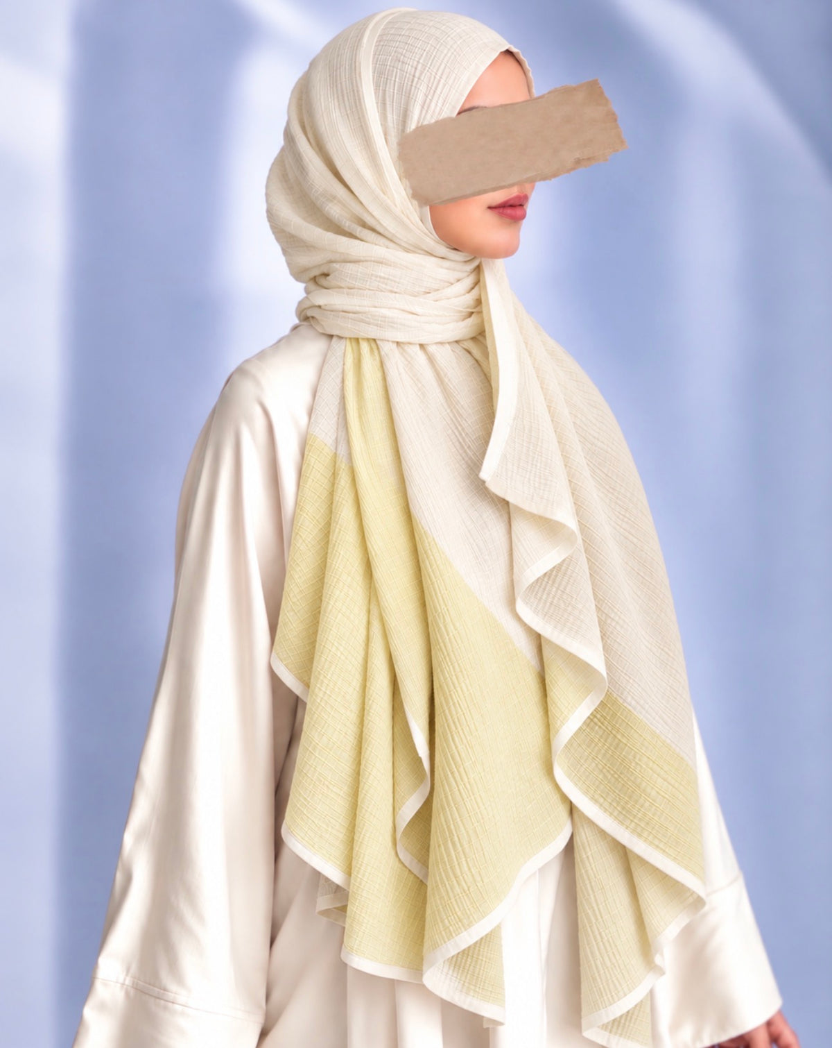 Muslin Degdare Şal Limon Sarısı+Krem