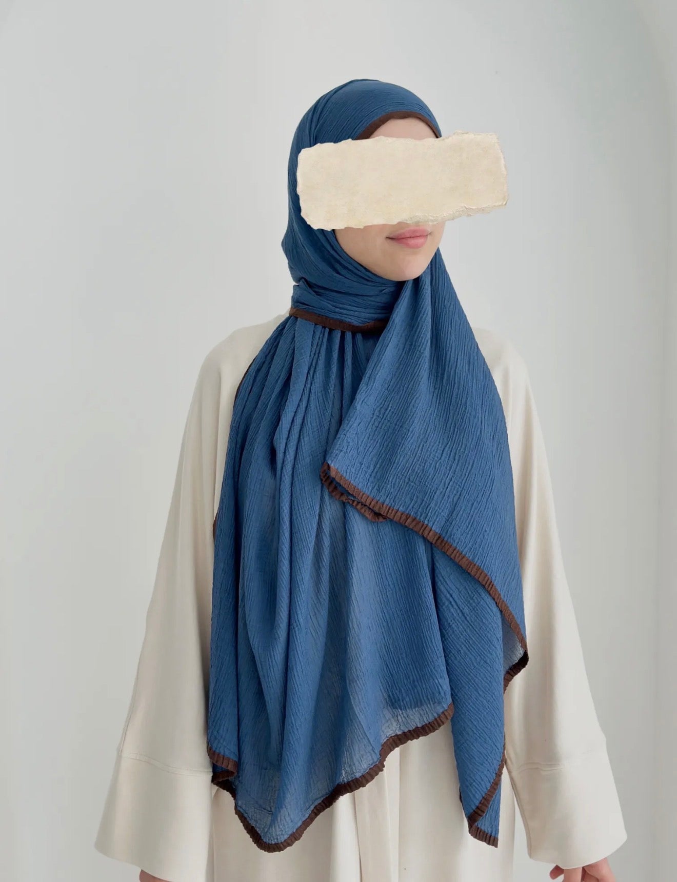 Muslin Şal Mavi +Kahverengi