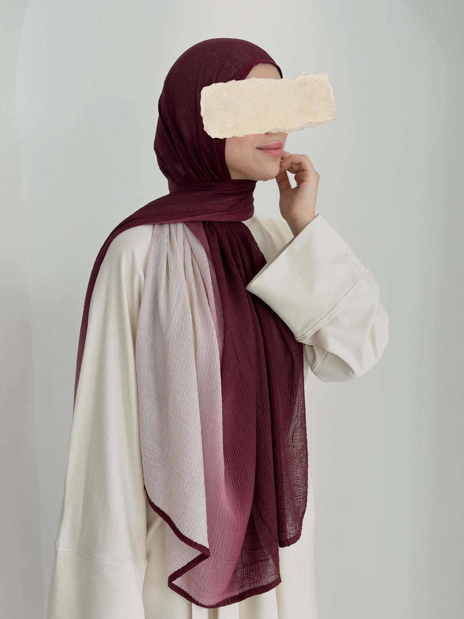 Muslin Degdare Sal Bordo Ekru